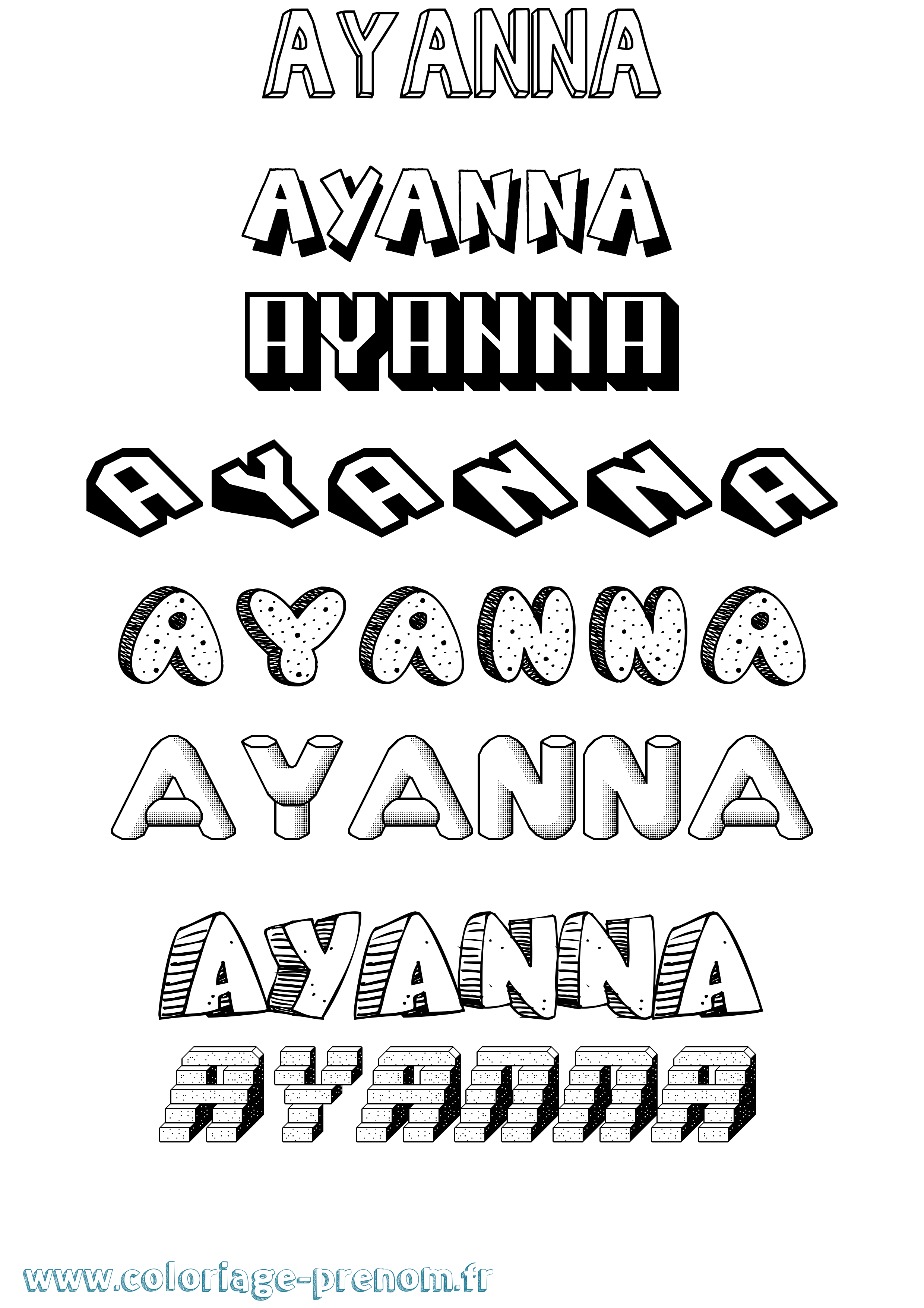 Coloriage prénom Ayanna Effet 3D