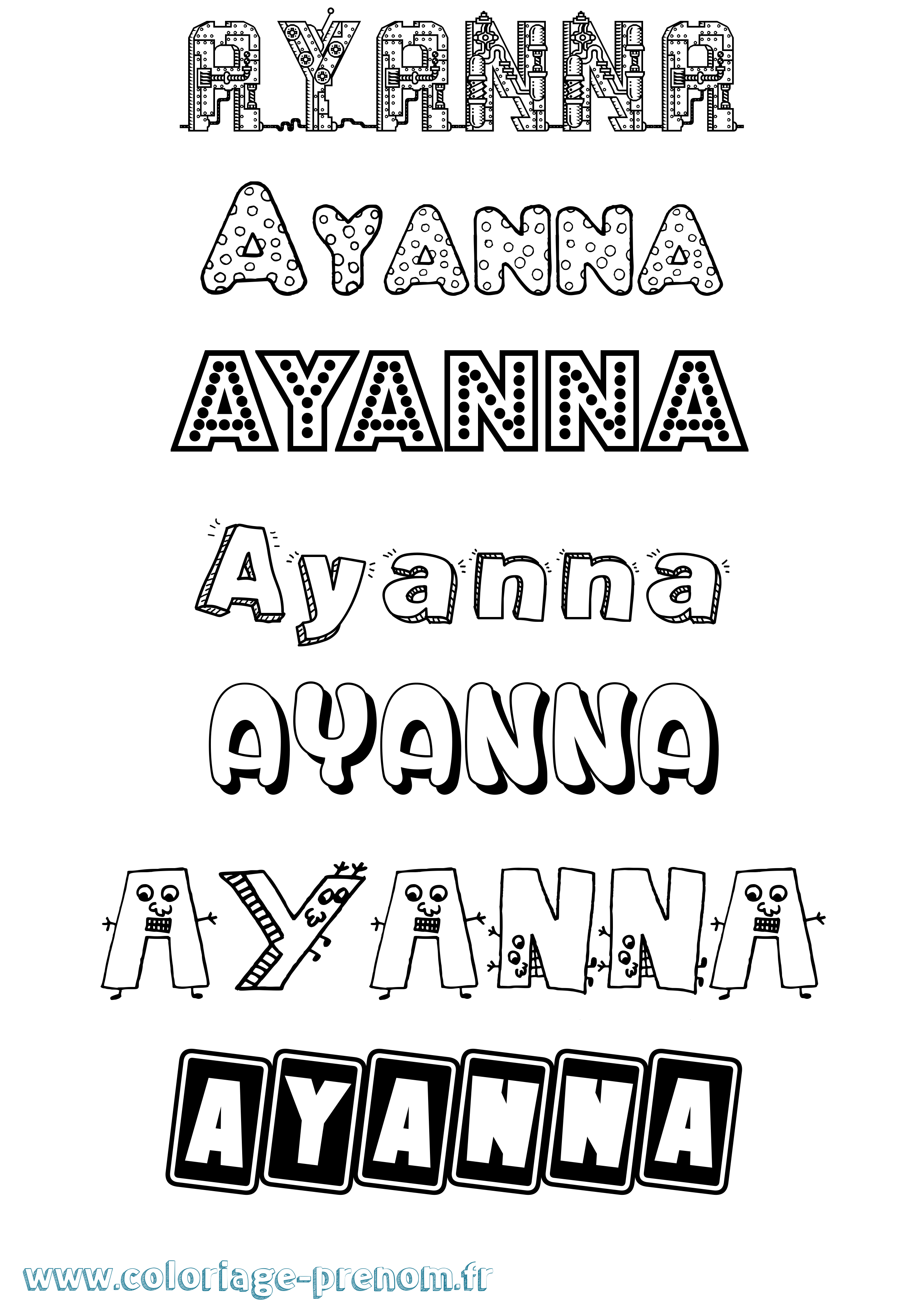 Coloriage prénom Ayanna Fun