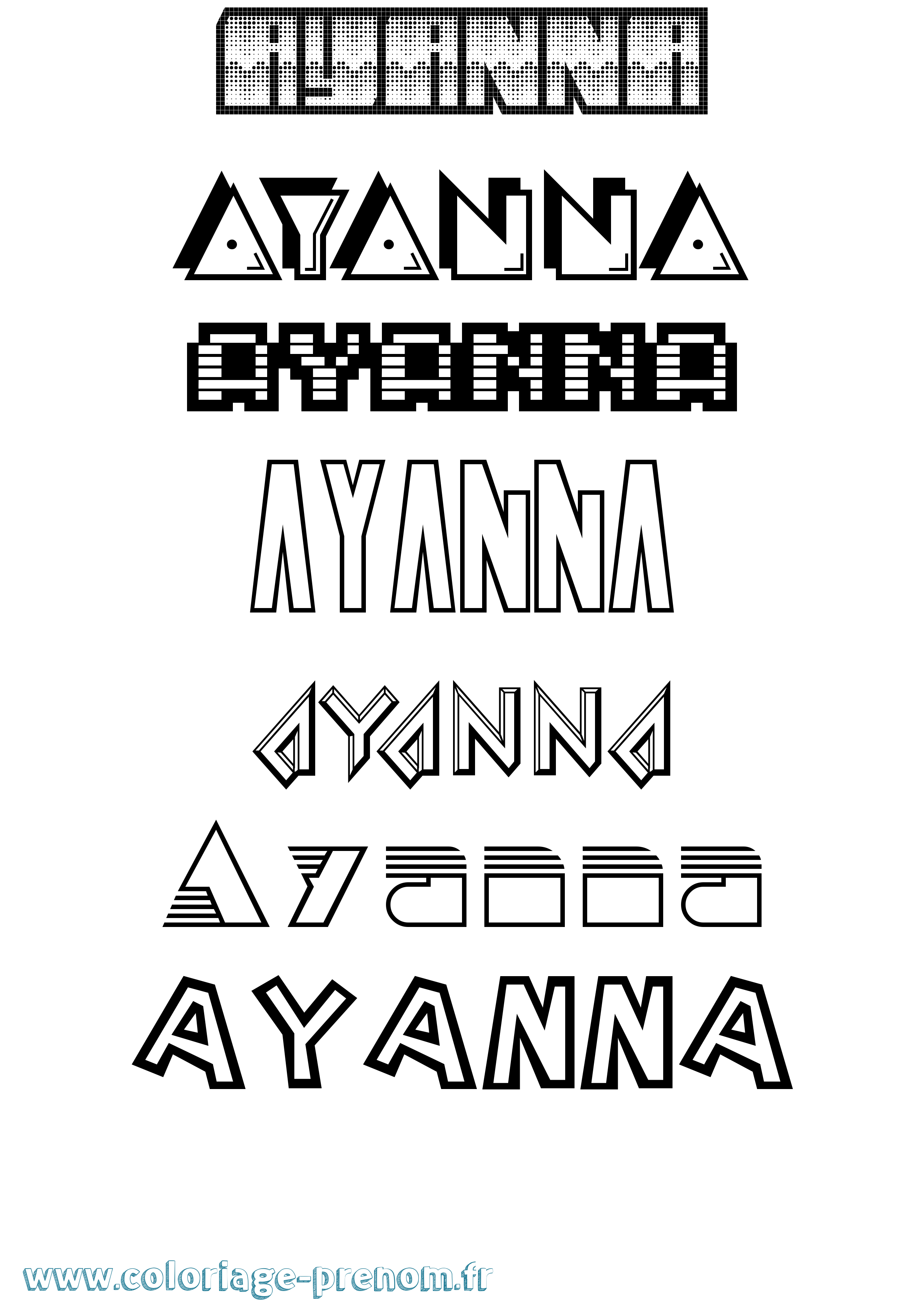 Coloriage prénom Ayanna Jeux Vidéos