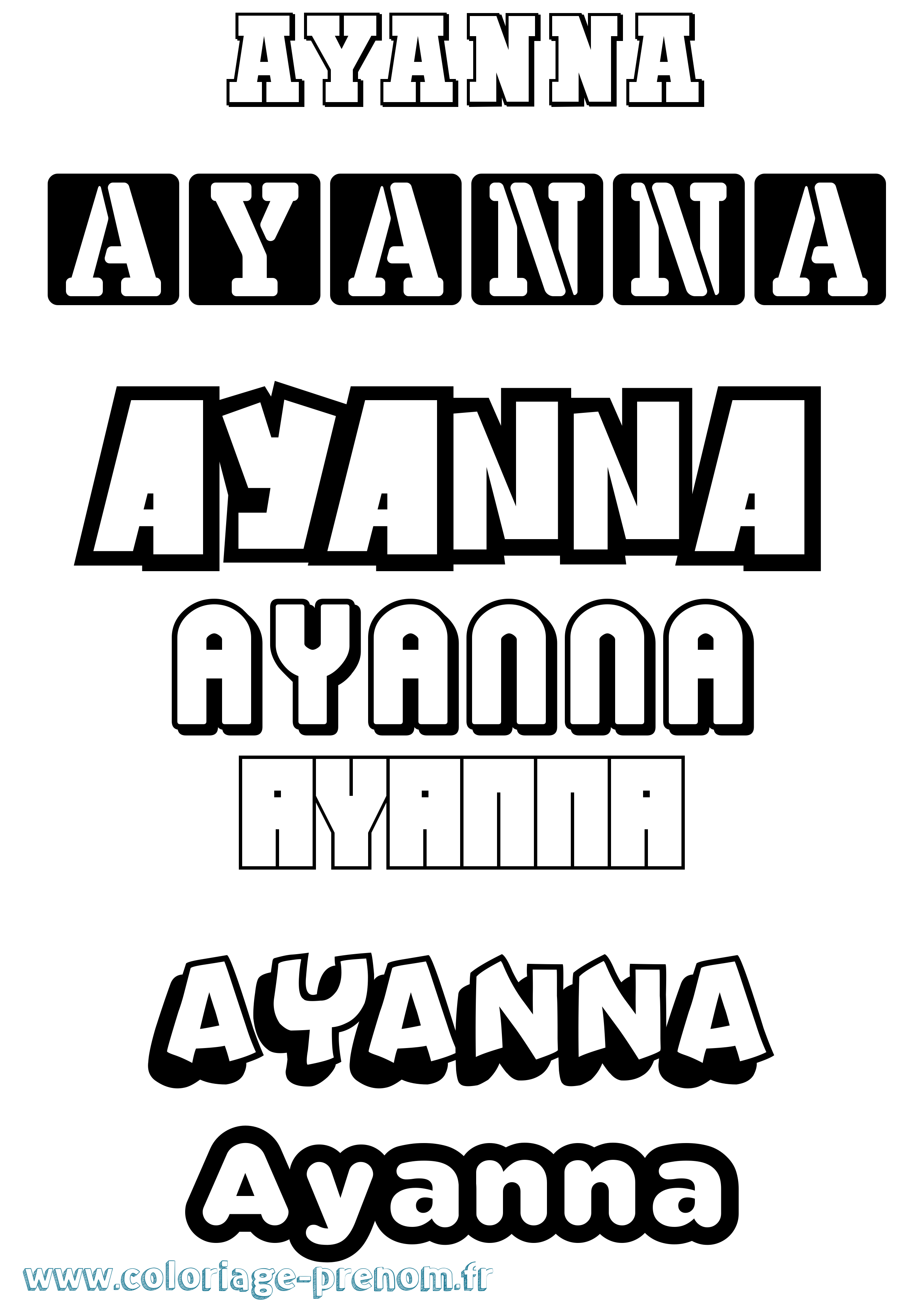 Coloriage prénom Ayanna Simple
