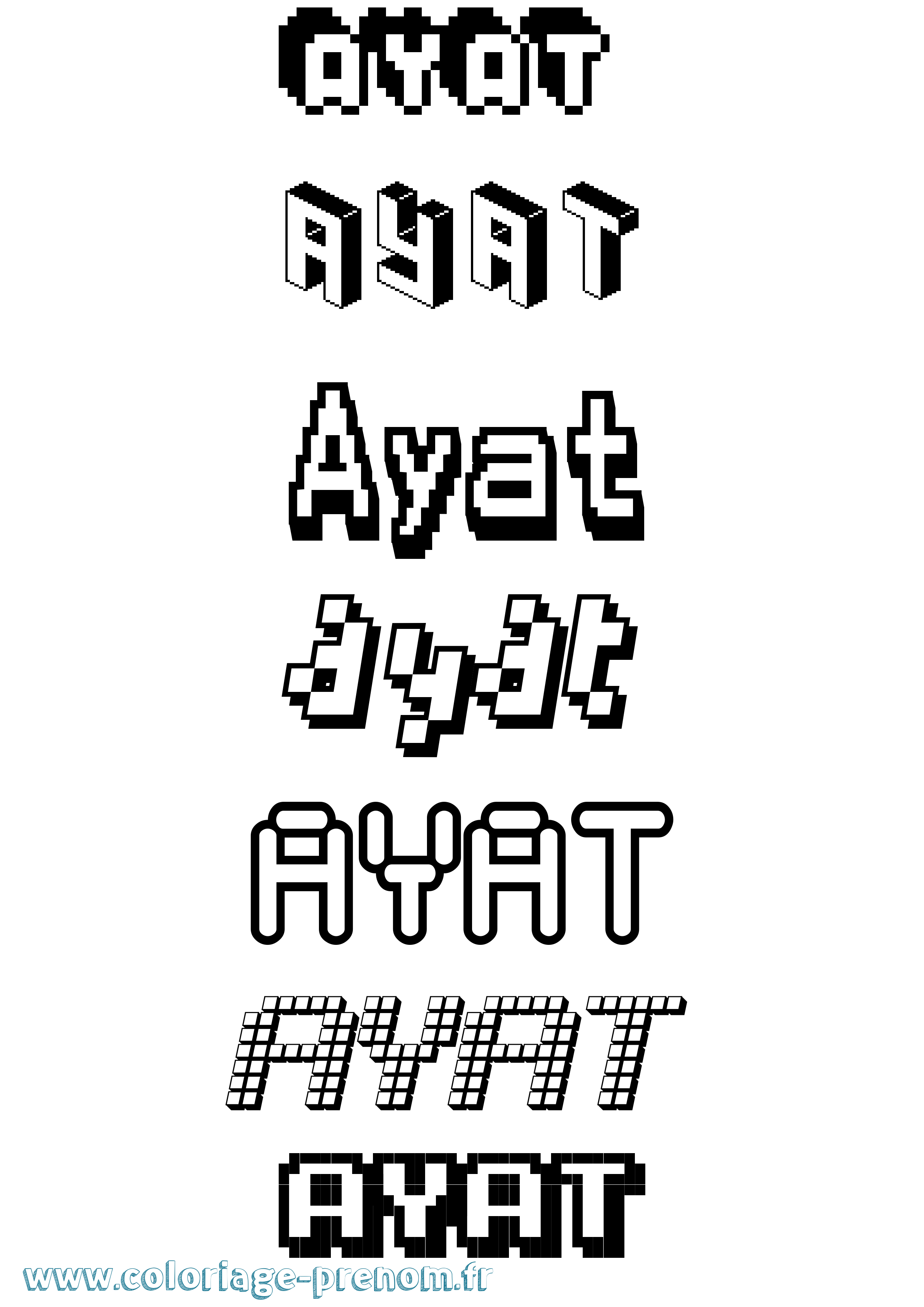 Coloriage prénom Ayat Pixel