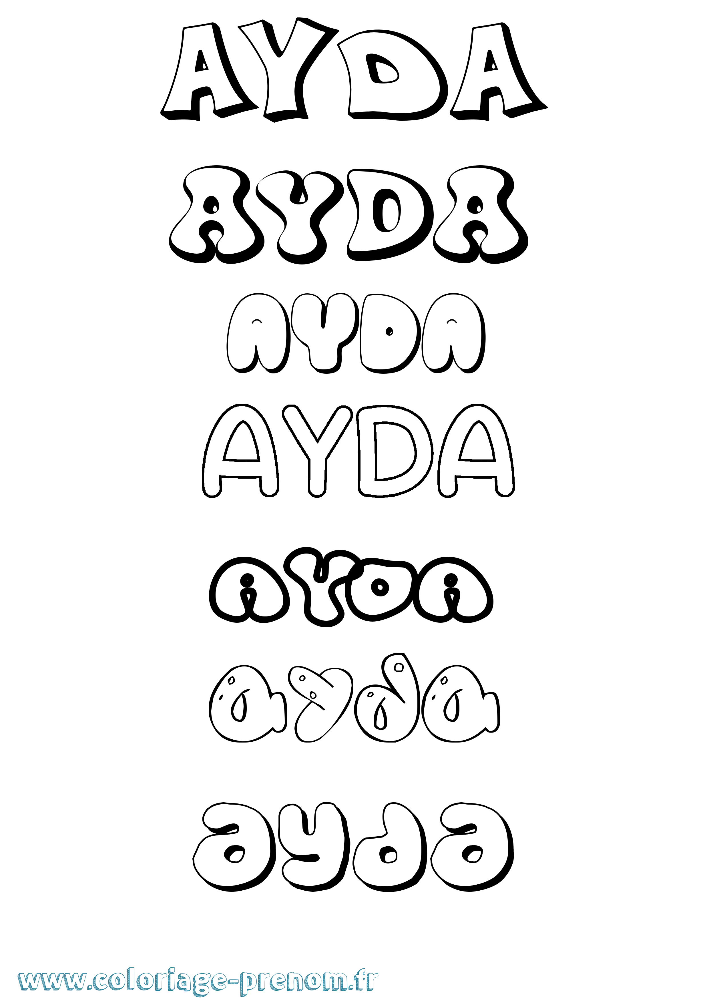 Coloriage prénom Ayda Bubble
