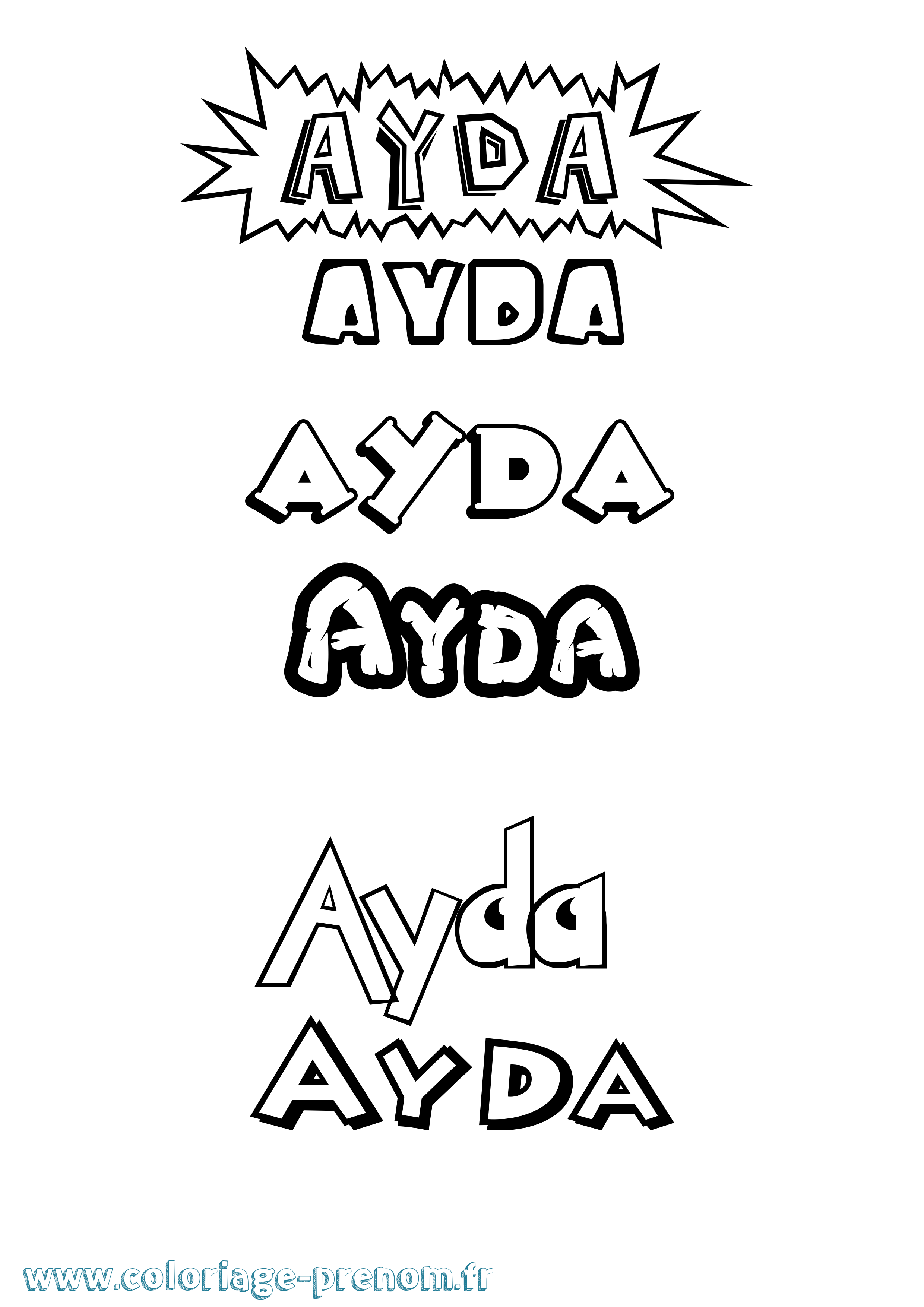 Coloriage prénom Ayda Dessin Animé