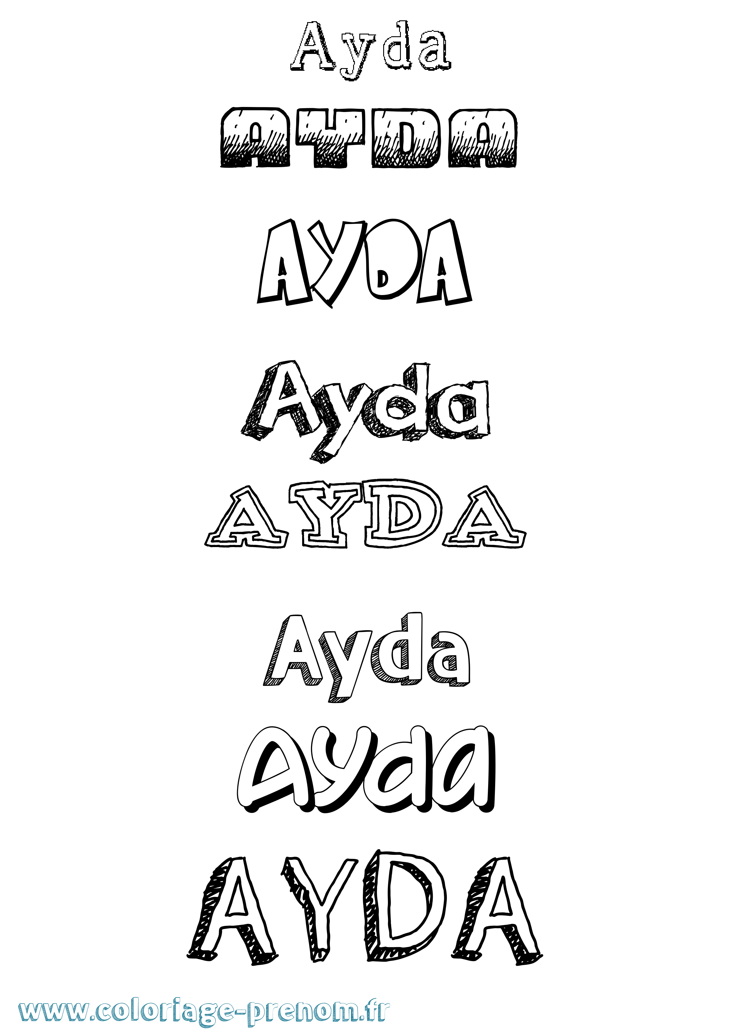 Coloriage prénom Ayda Dessiné