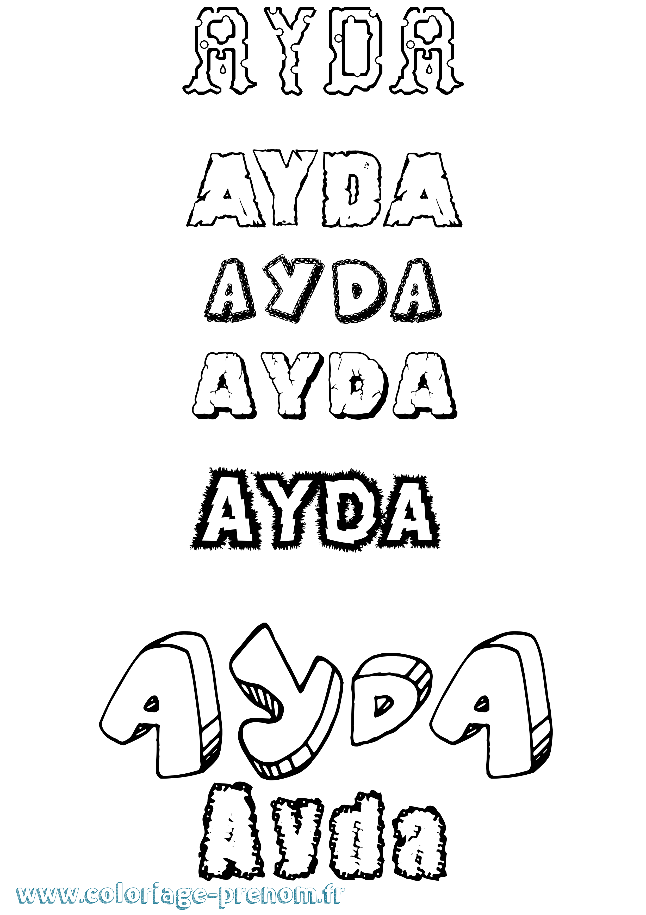 Coloriage prénom Ayda Destructuré