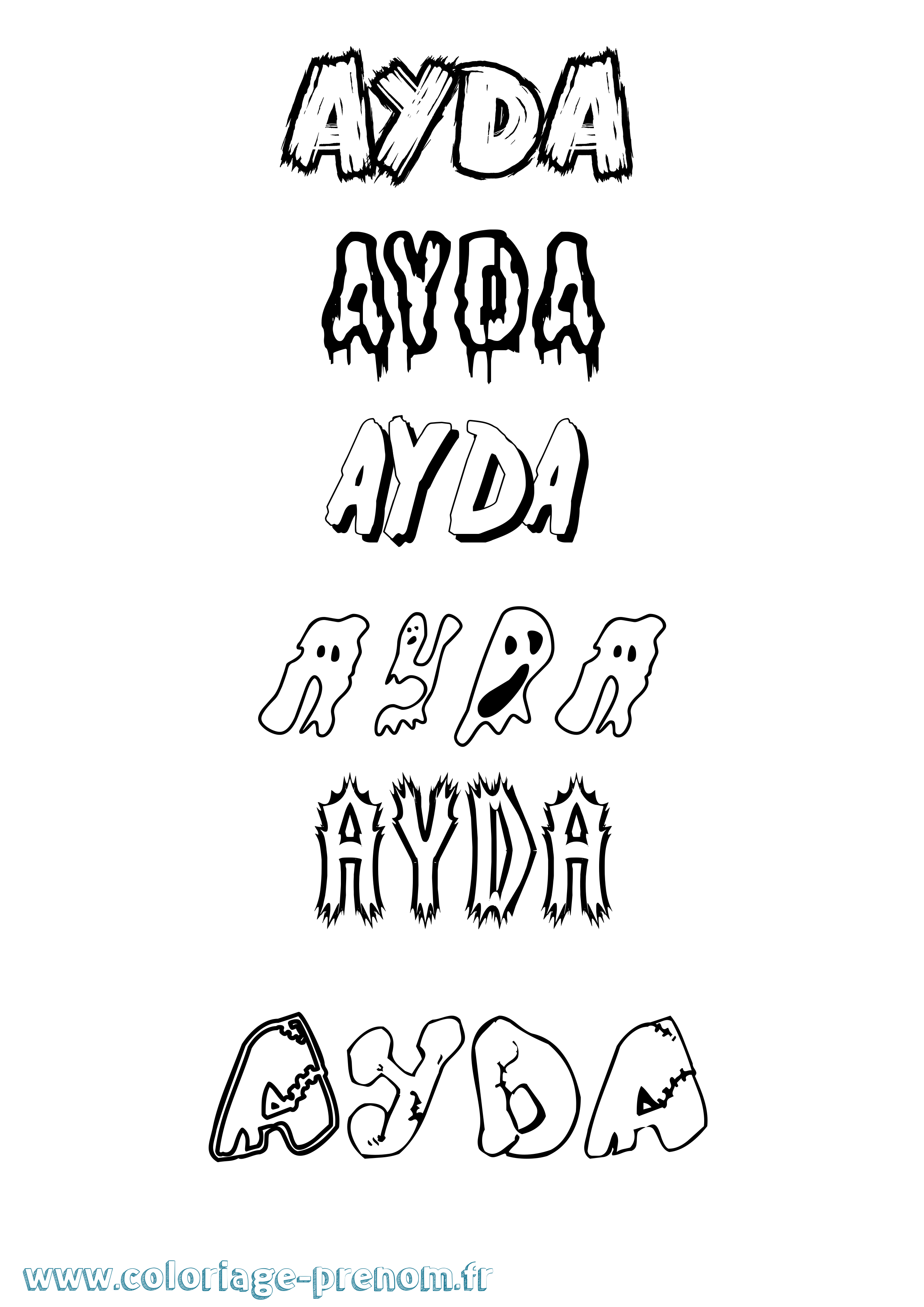 Coloriage prénom Ayda Frisson