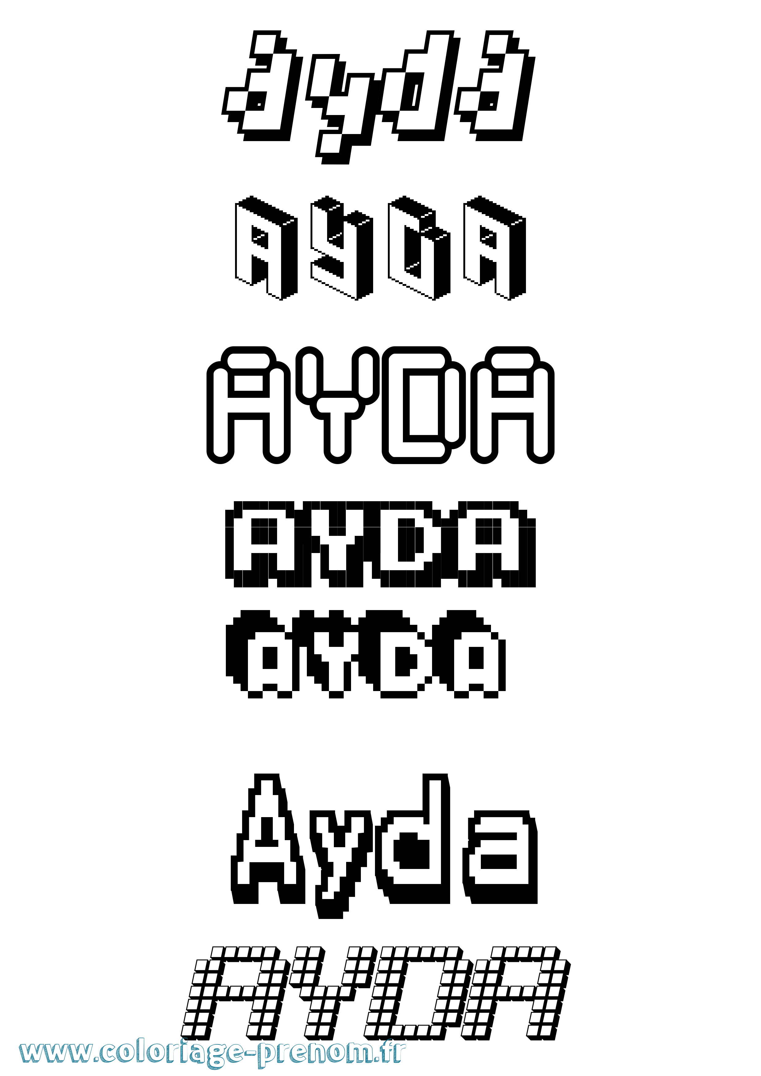 Coloriage prénom Ayda Pixel