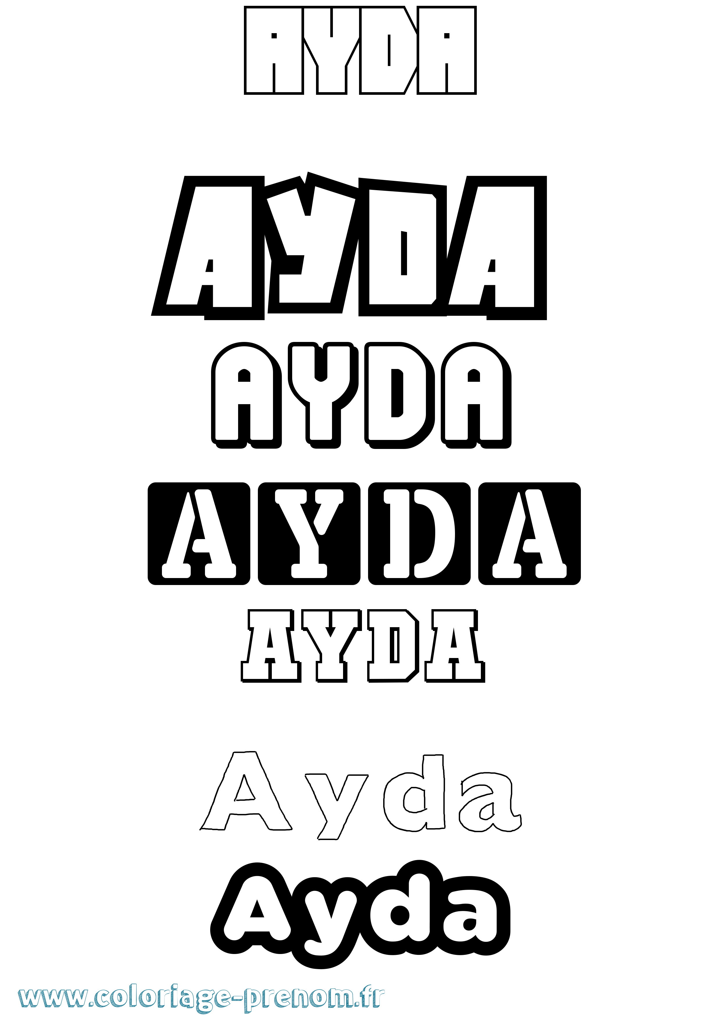Coloriage prénom Ayda Simple