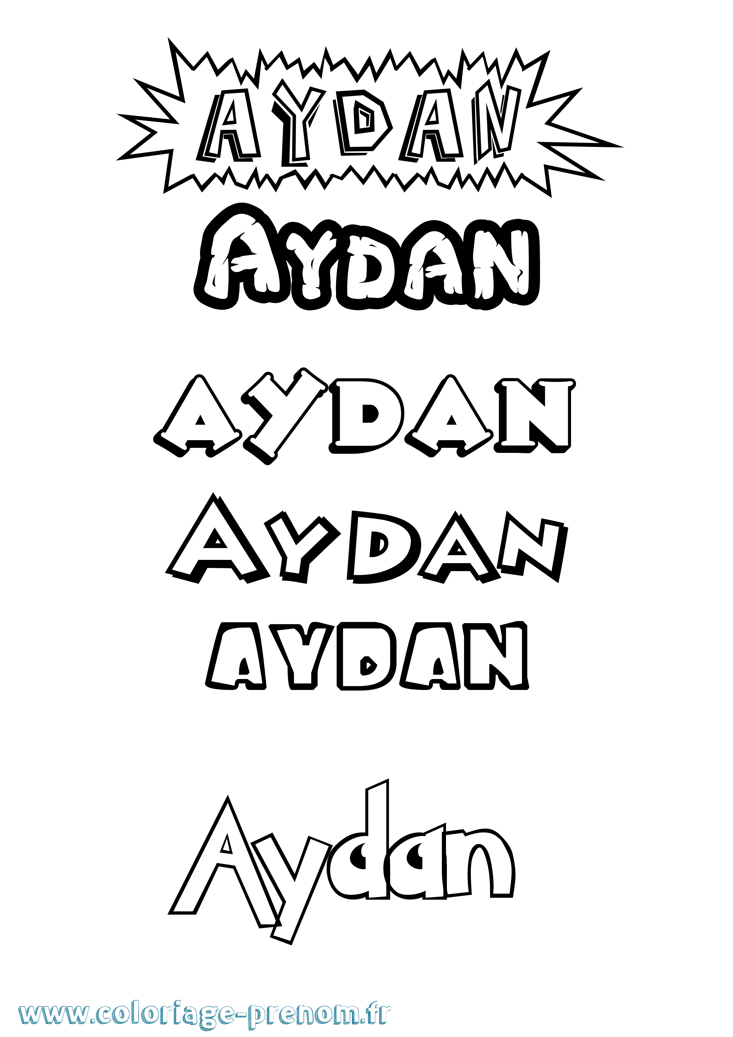 Coloriage prénom Aydan Dessin Animé