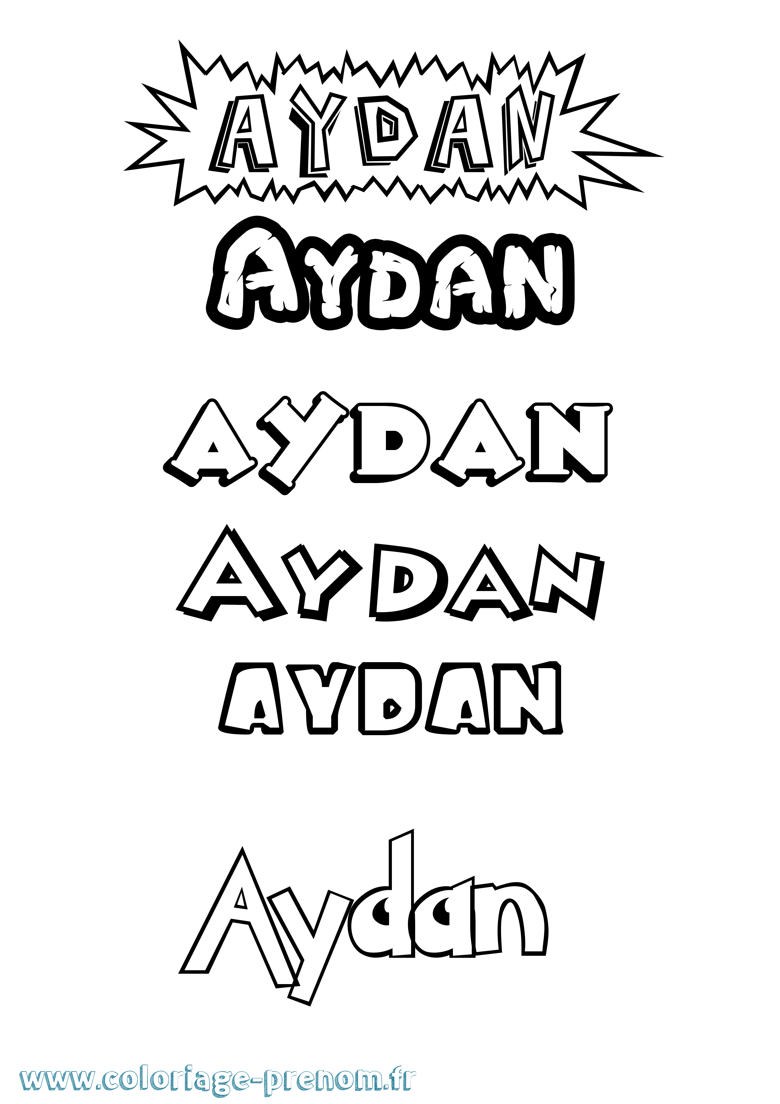 Coloriage Aydan Coloriage prénom Aydan