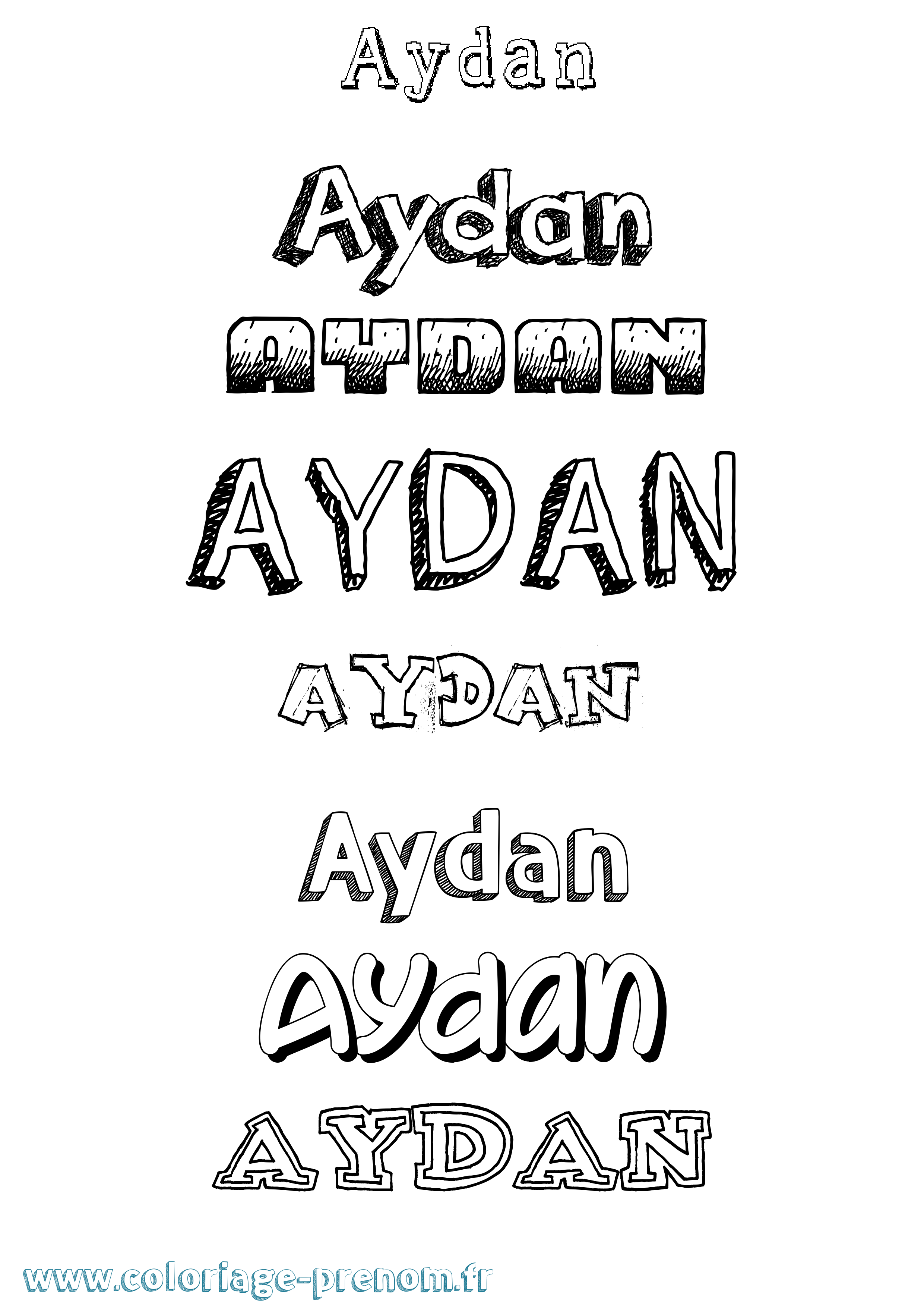 Coloriage Aydan Coloriage prénom Aydan