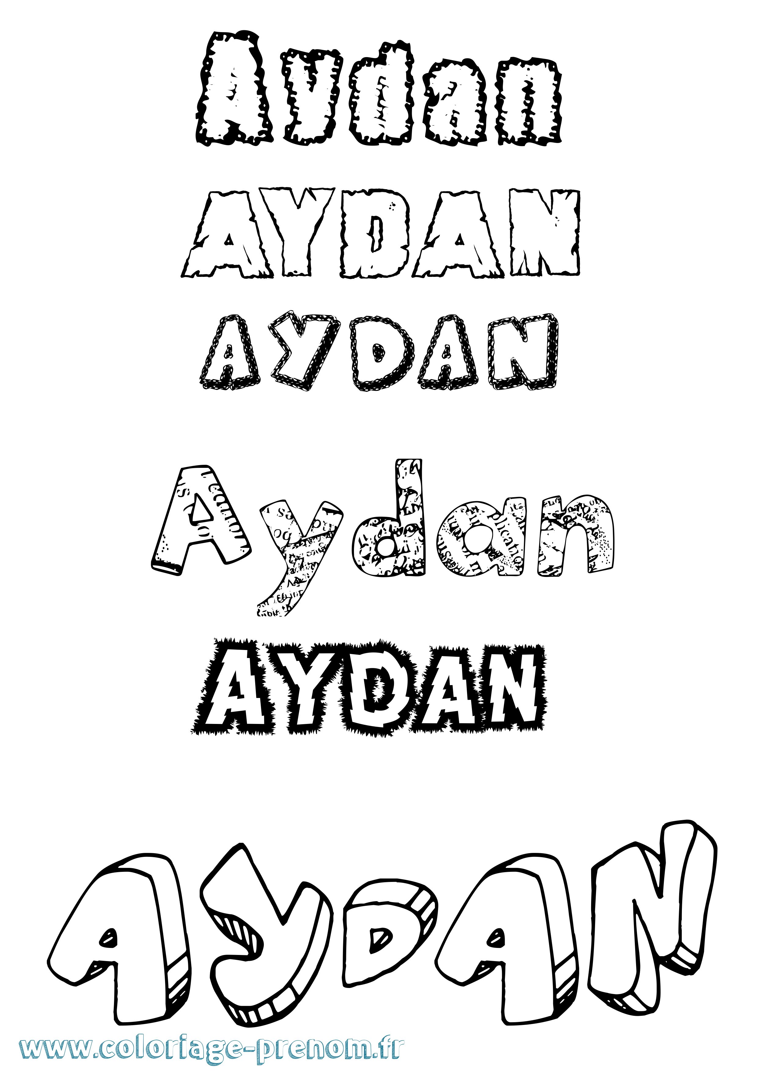 Coloriage prénom Aydan Destructuré