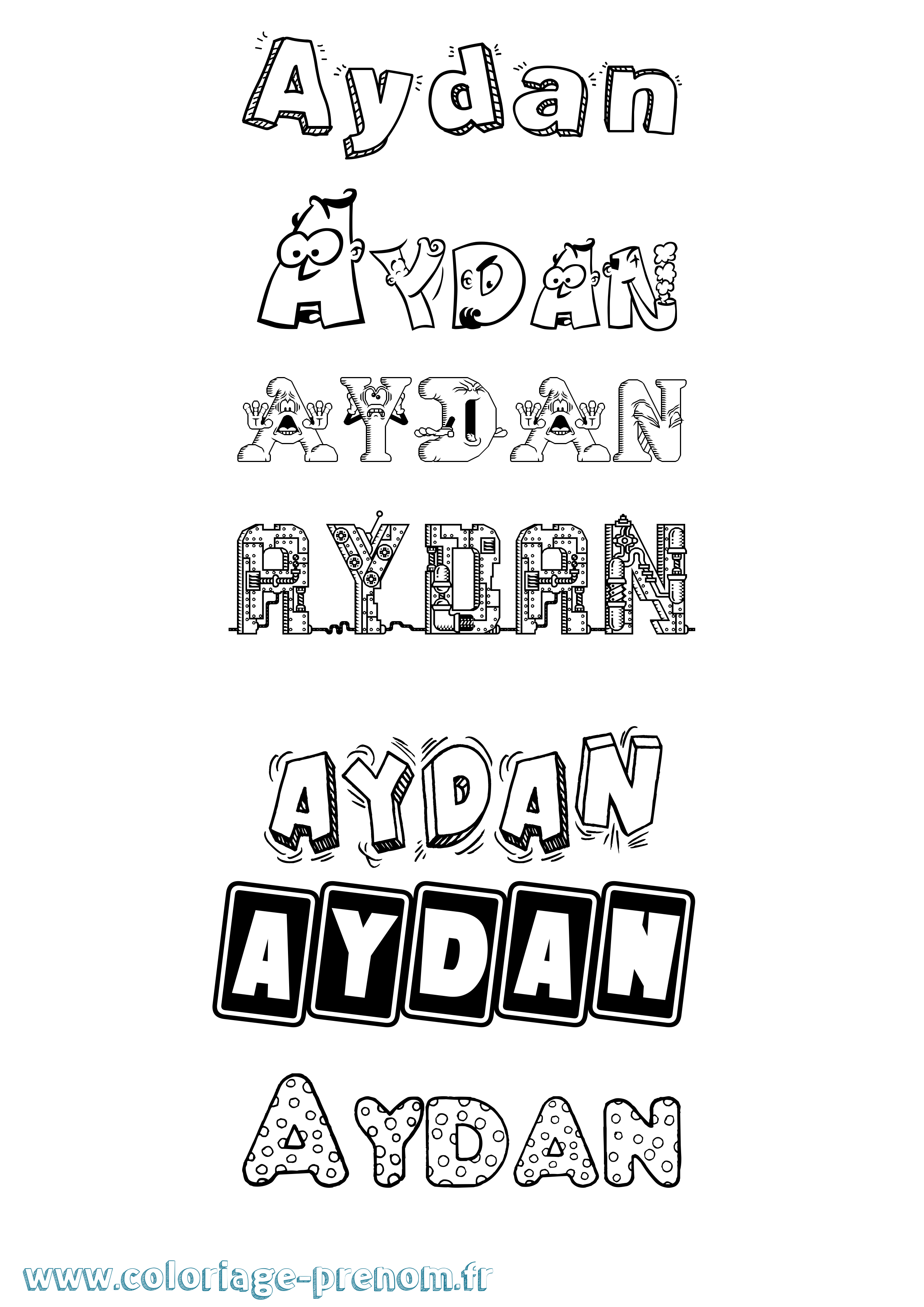 Coloriage Aydan Coloriage prénom Aydan