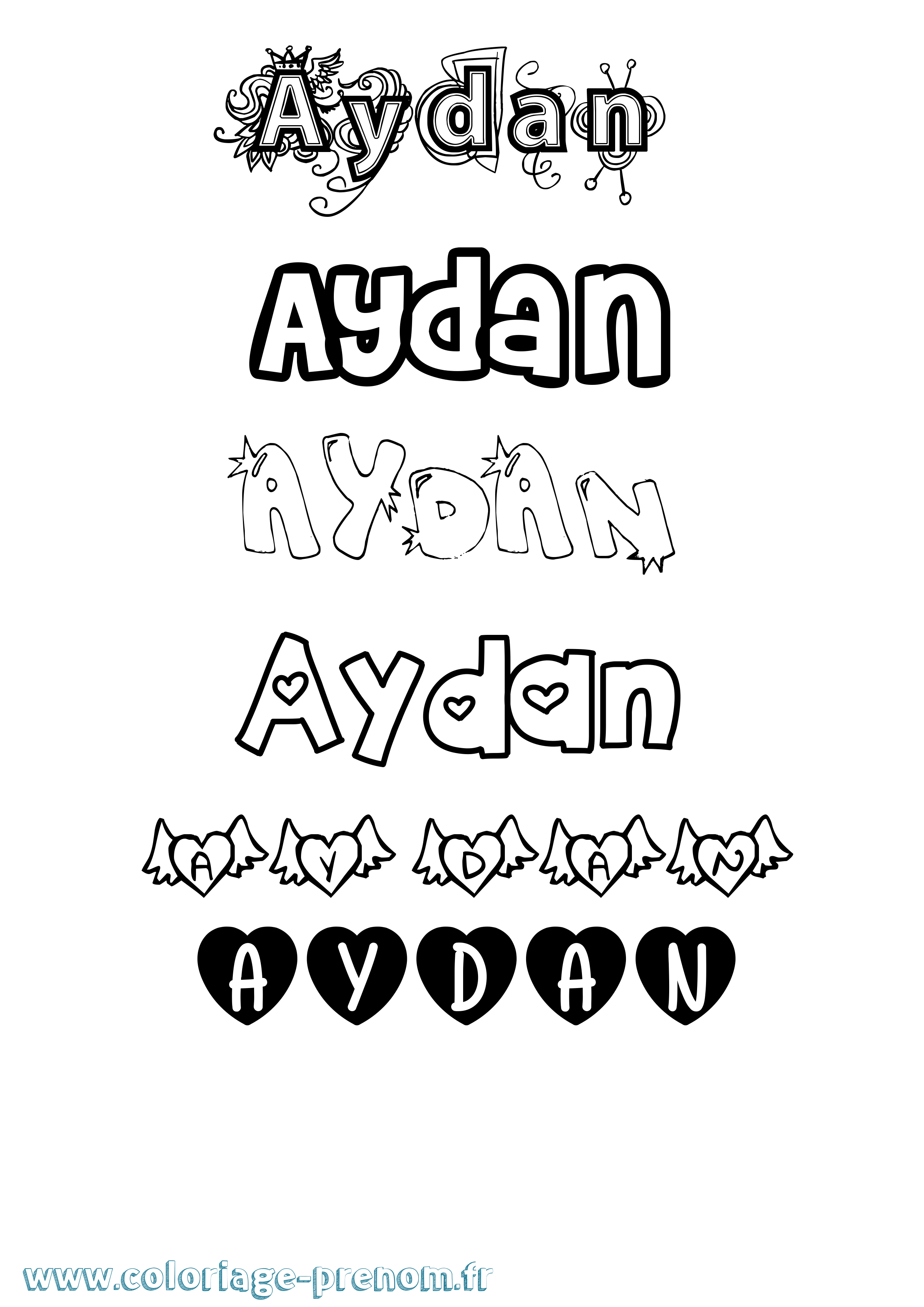 Coloriage Aydan Coloriage prénom Aydan