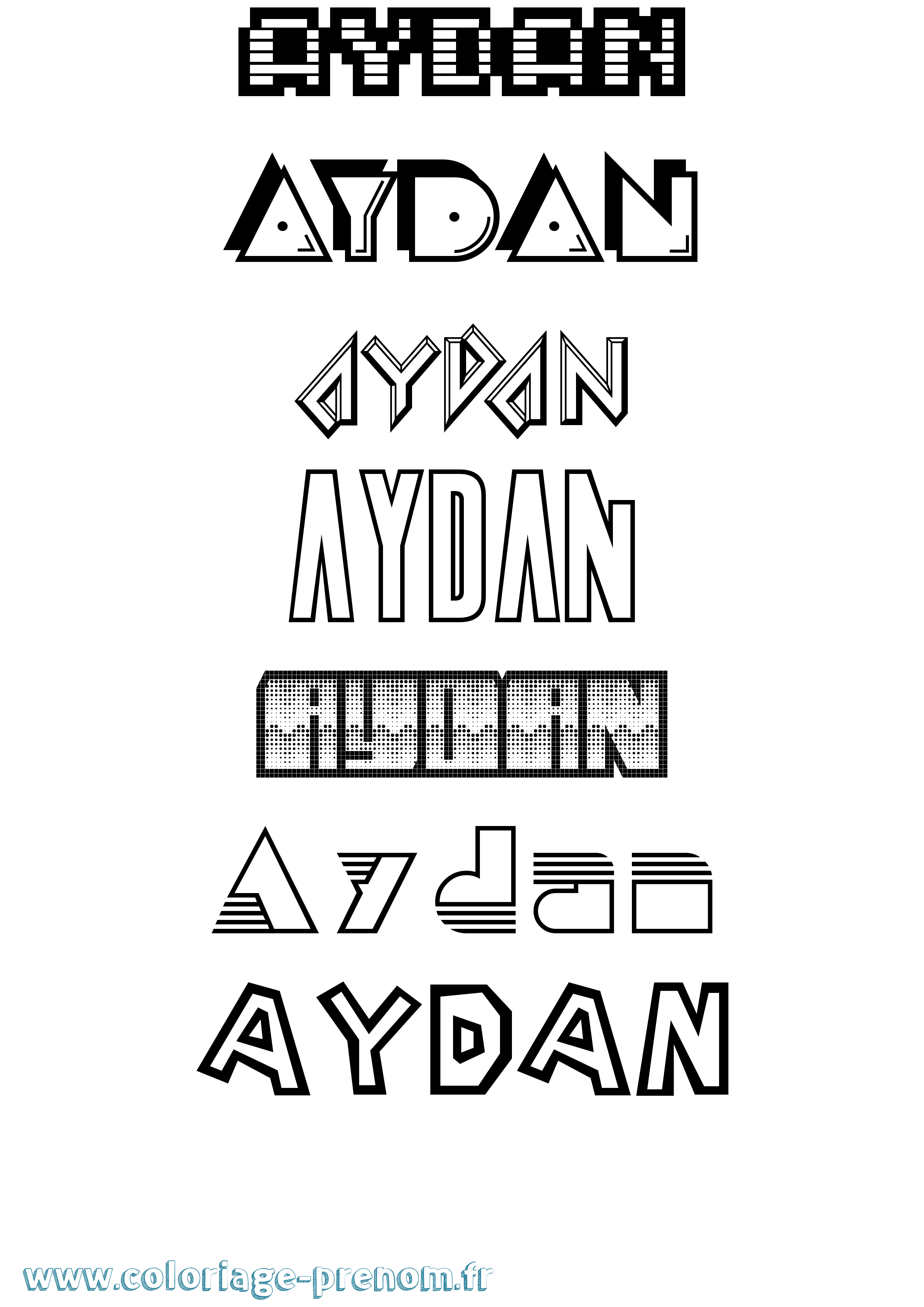 Coloriage prénom Aydan Jeux Vidéos