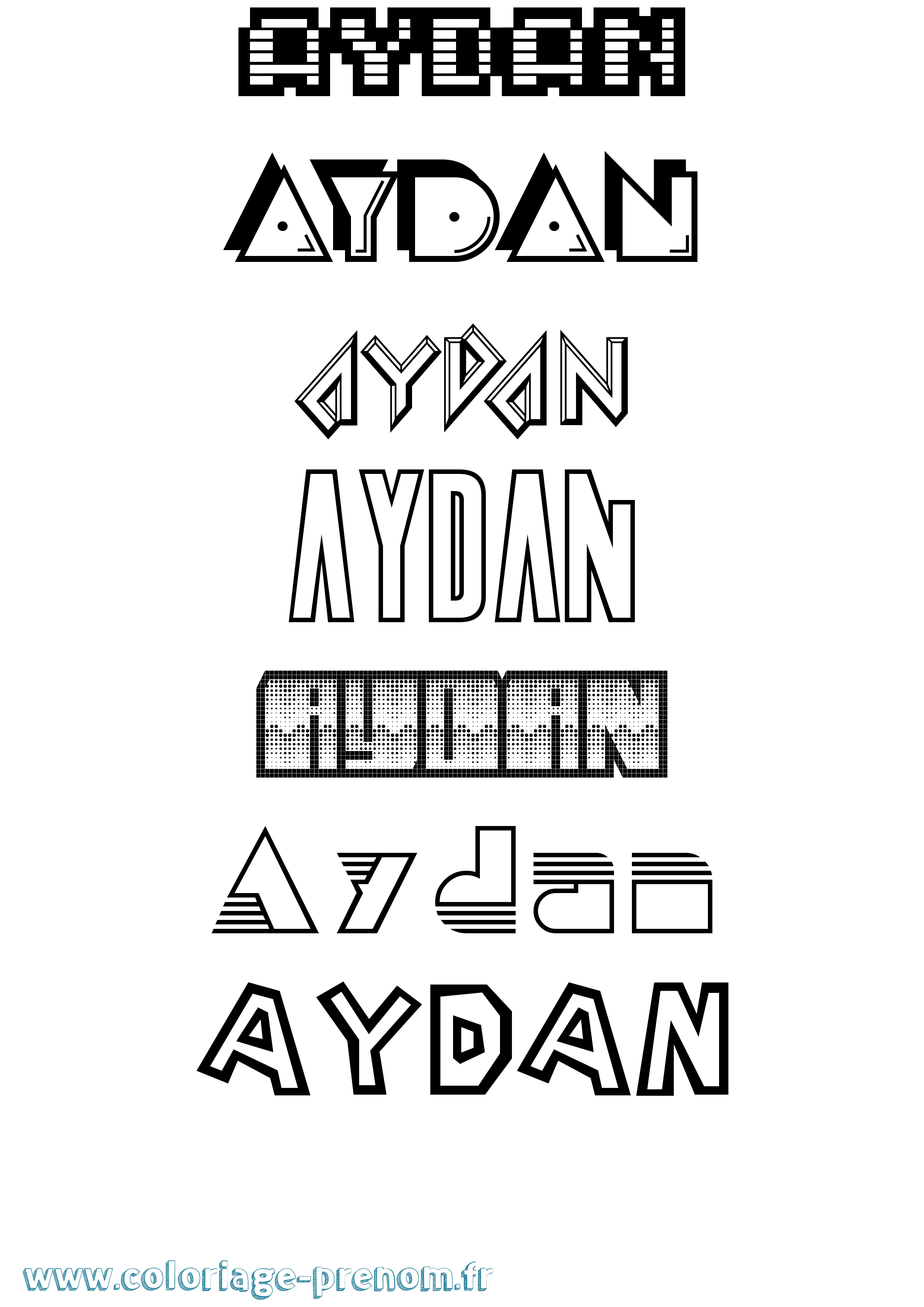 Coloriage Aydan Coloriage prénom Aydan