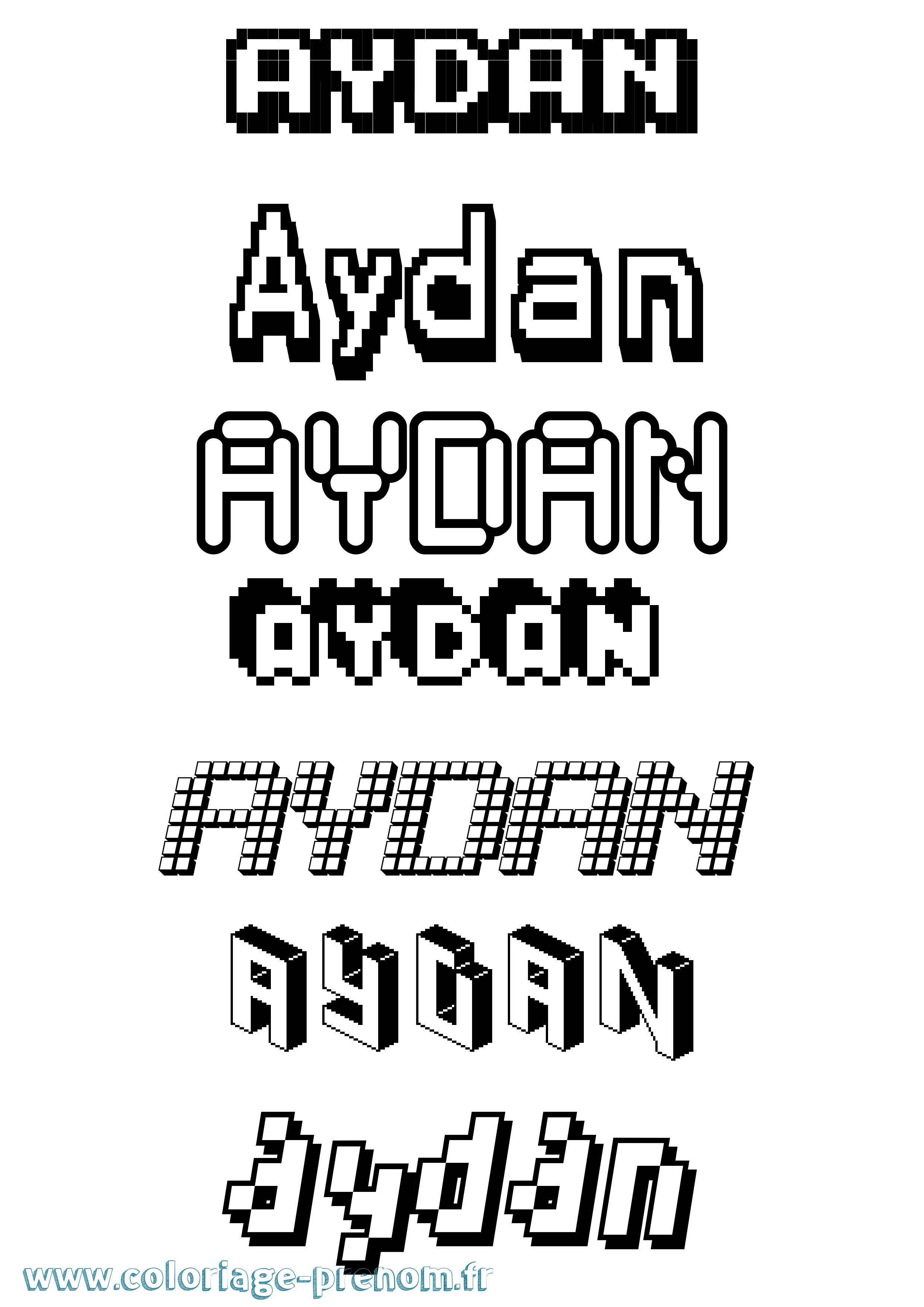 Coloriage prénom Aydan Pixel