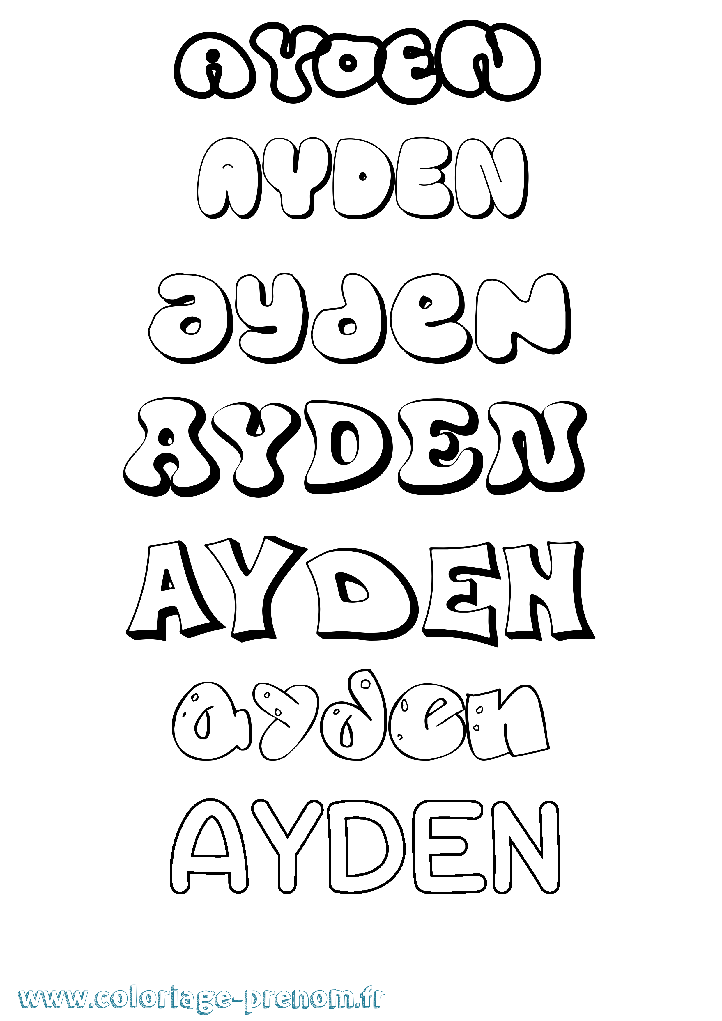 Coloriage prénom Ayden