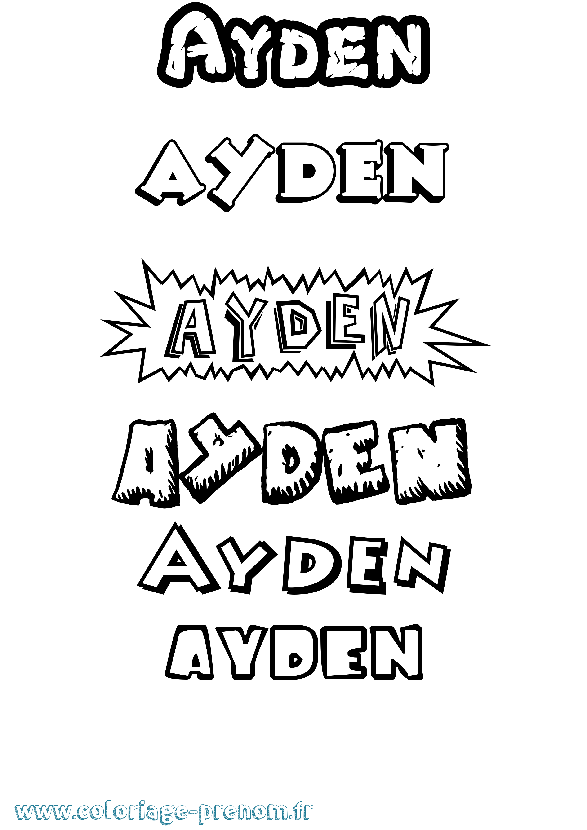 Coloriage Ayden Coloriage prénom Ayden