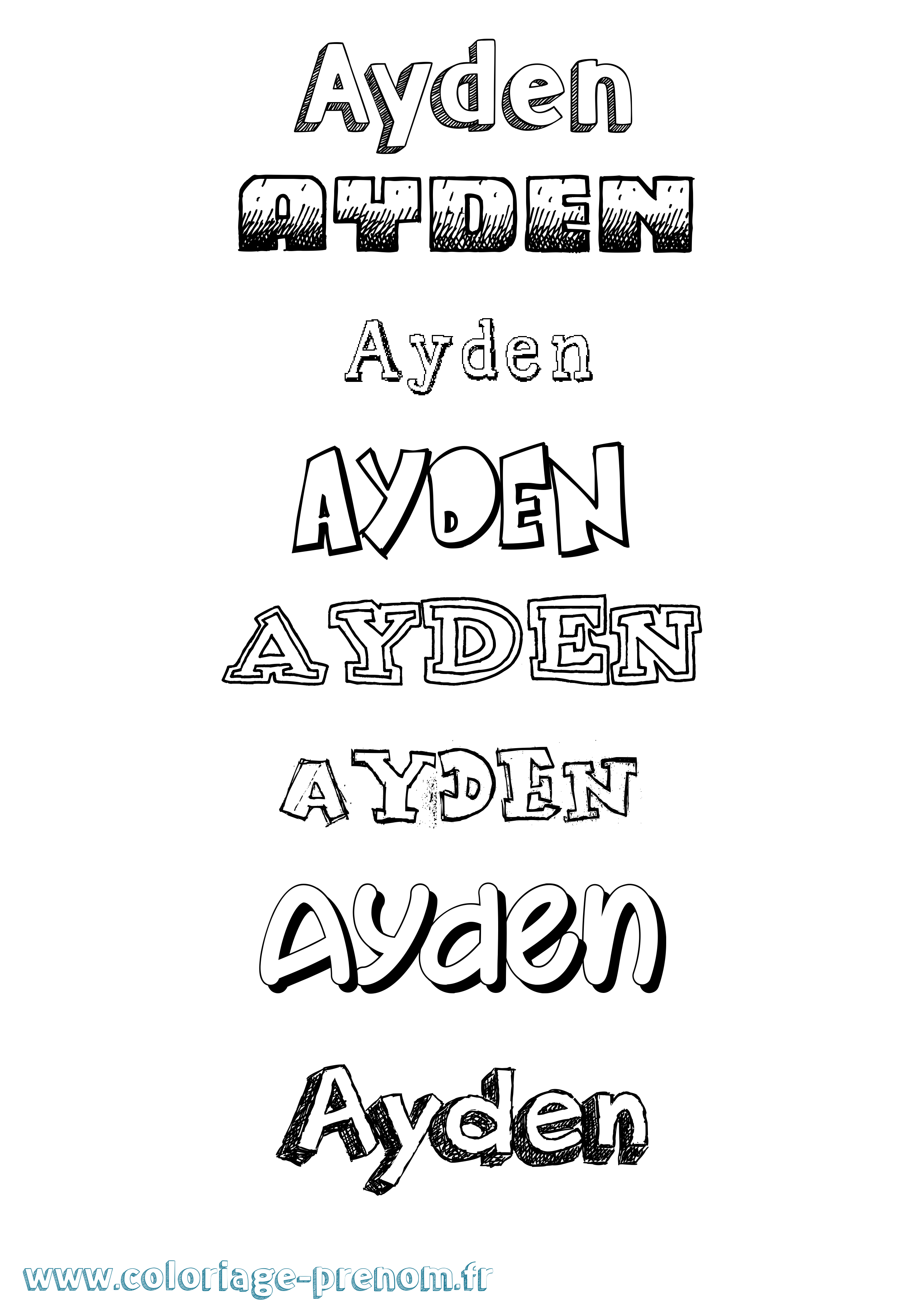 Coloriage prénom Ayden