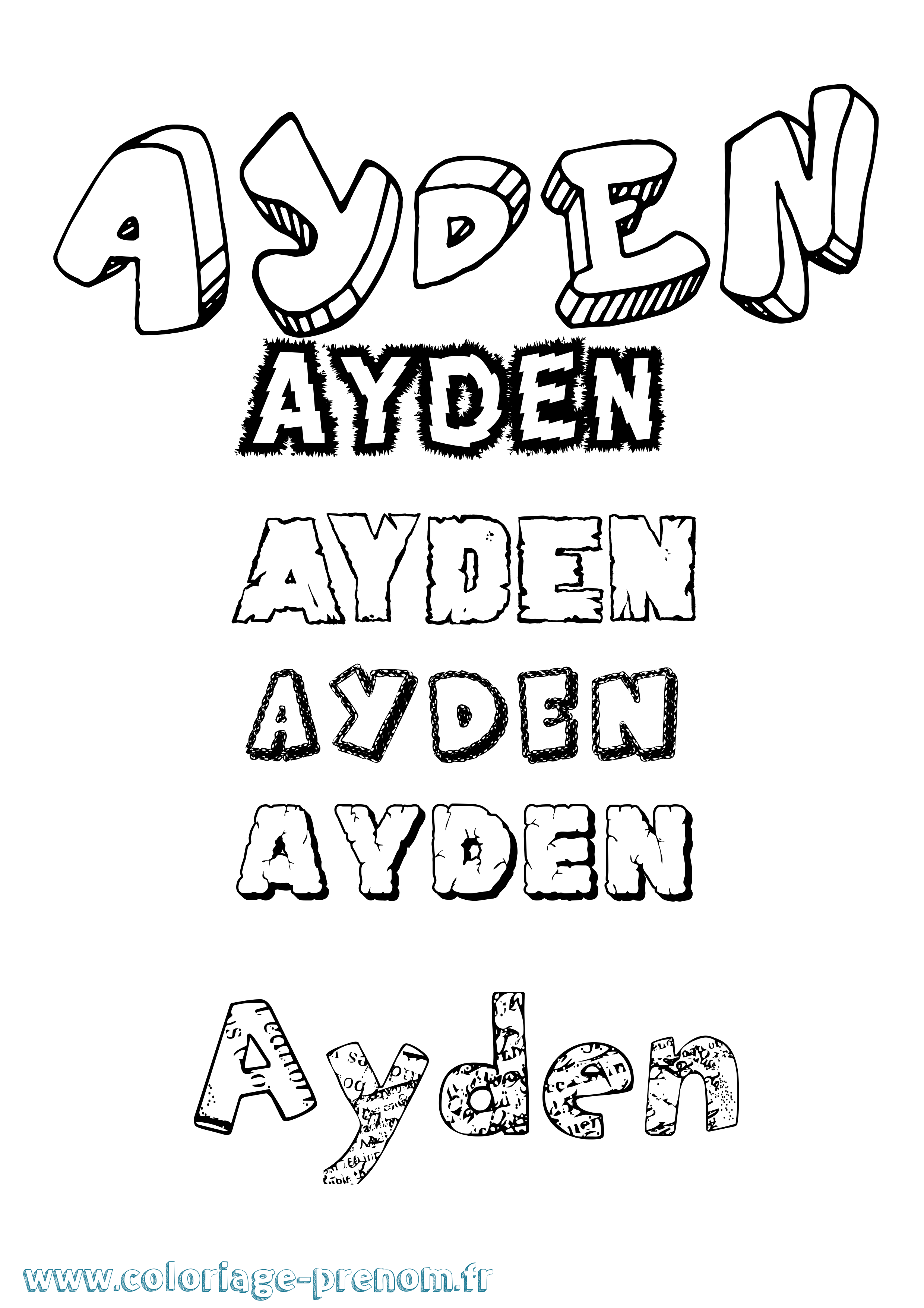 Coloriage Ayden Coloriage prénom Ayden