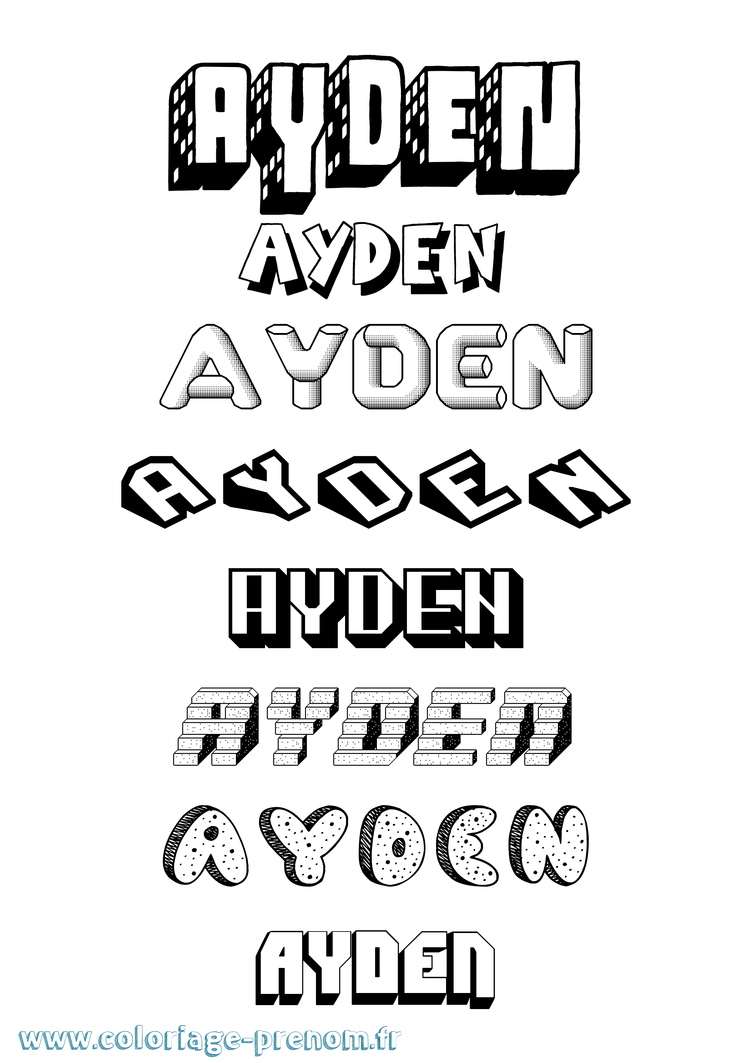 Coloriage Ayden Coloriage prénom Ayden