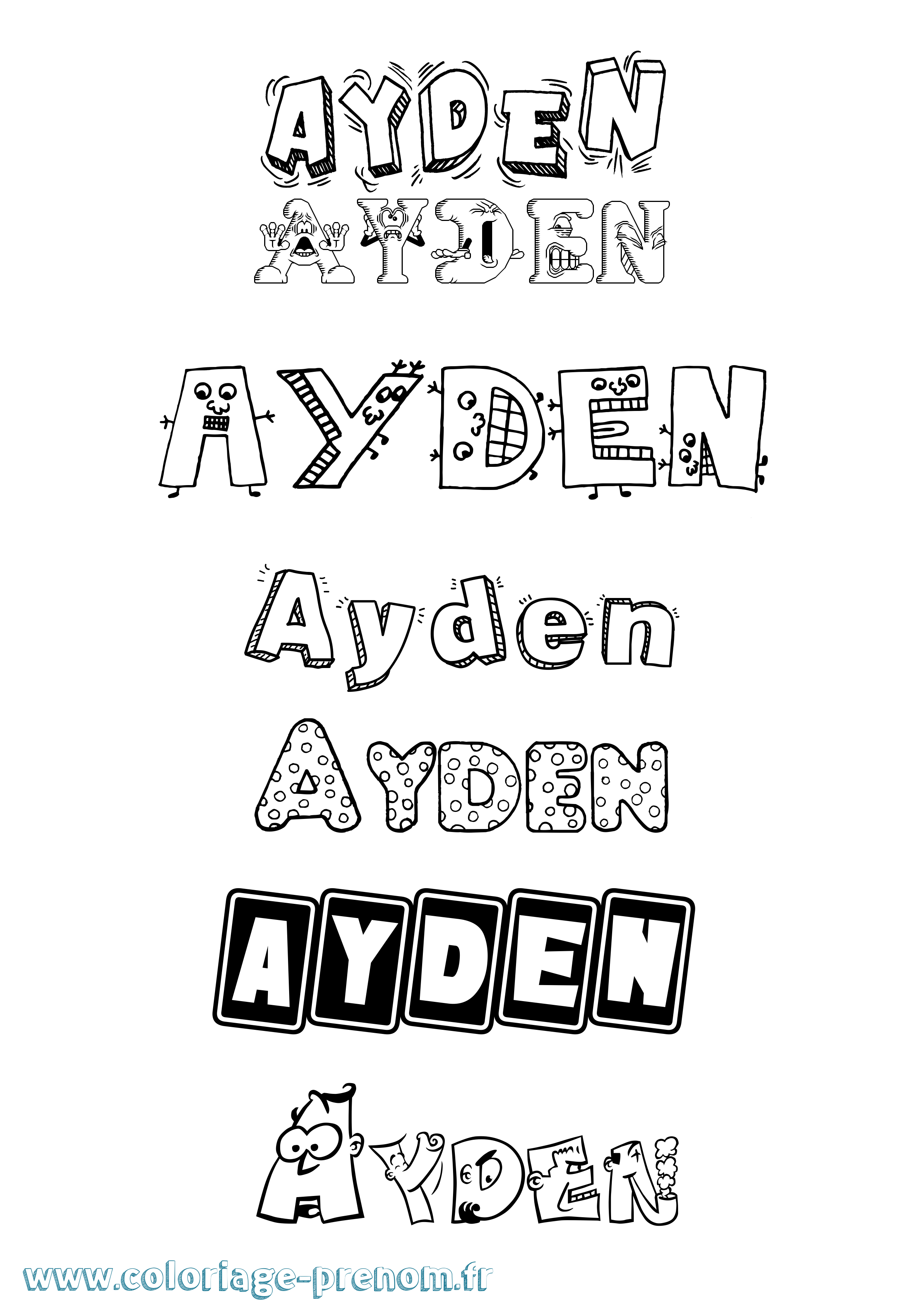 Coloriage Ayden Coloriage prénom Ayden