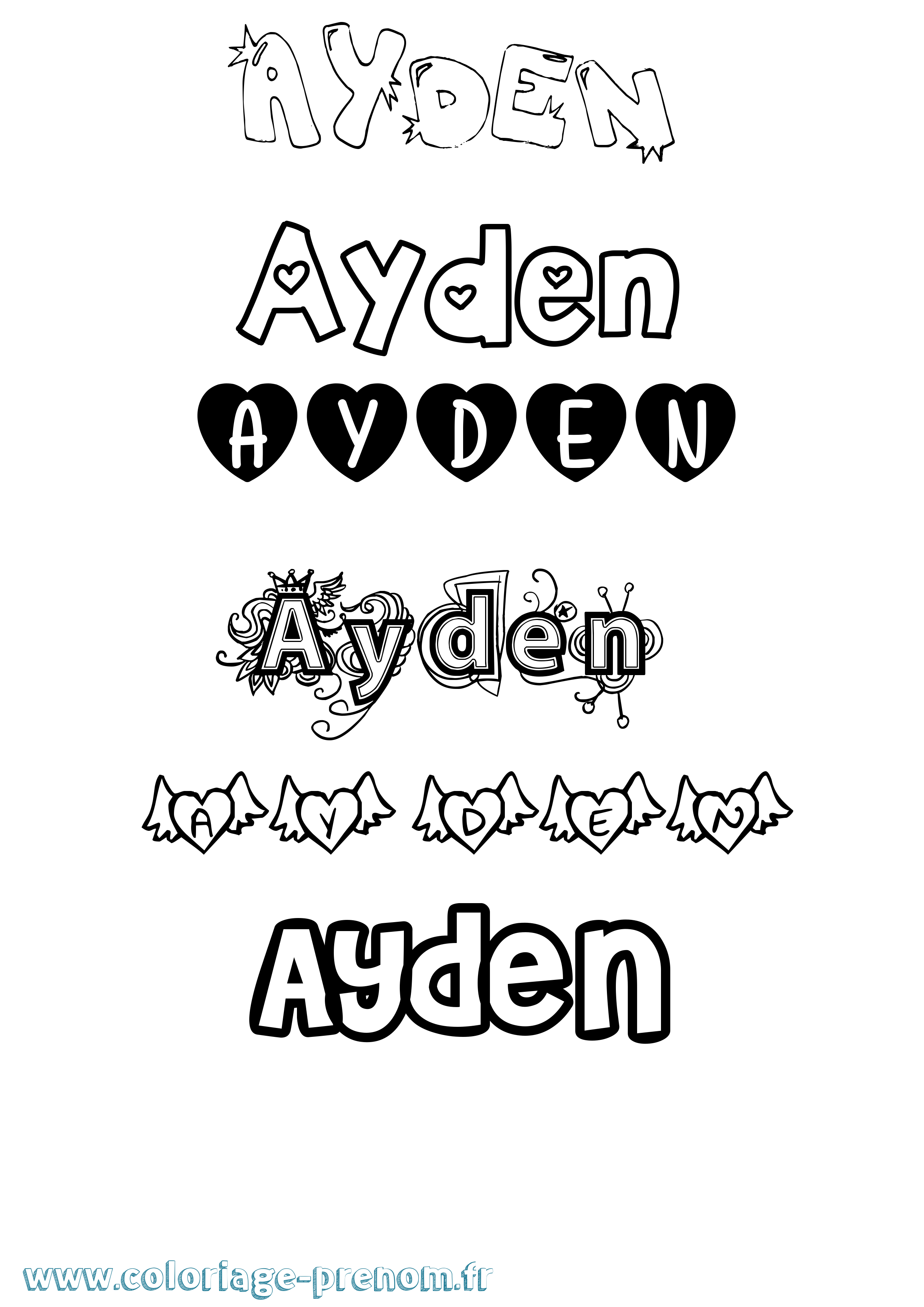Coloriage Ayden Coloriage prénom Ayden