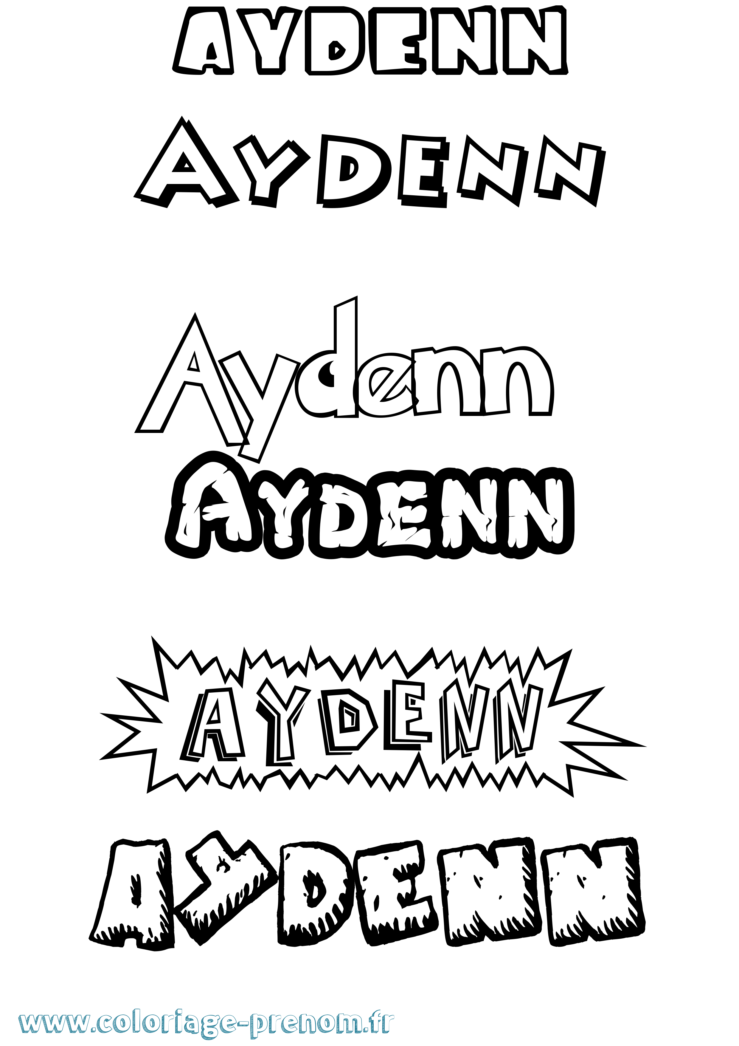Coloriage Aydenn Dessin Animé Coloriage prénom Aydenn Dessin Animé