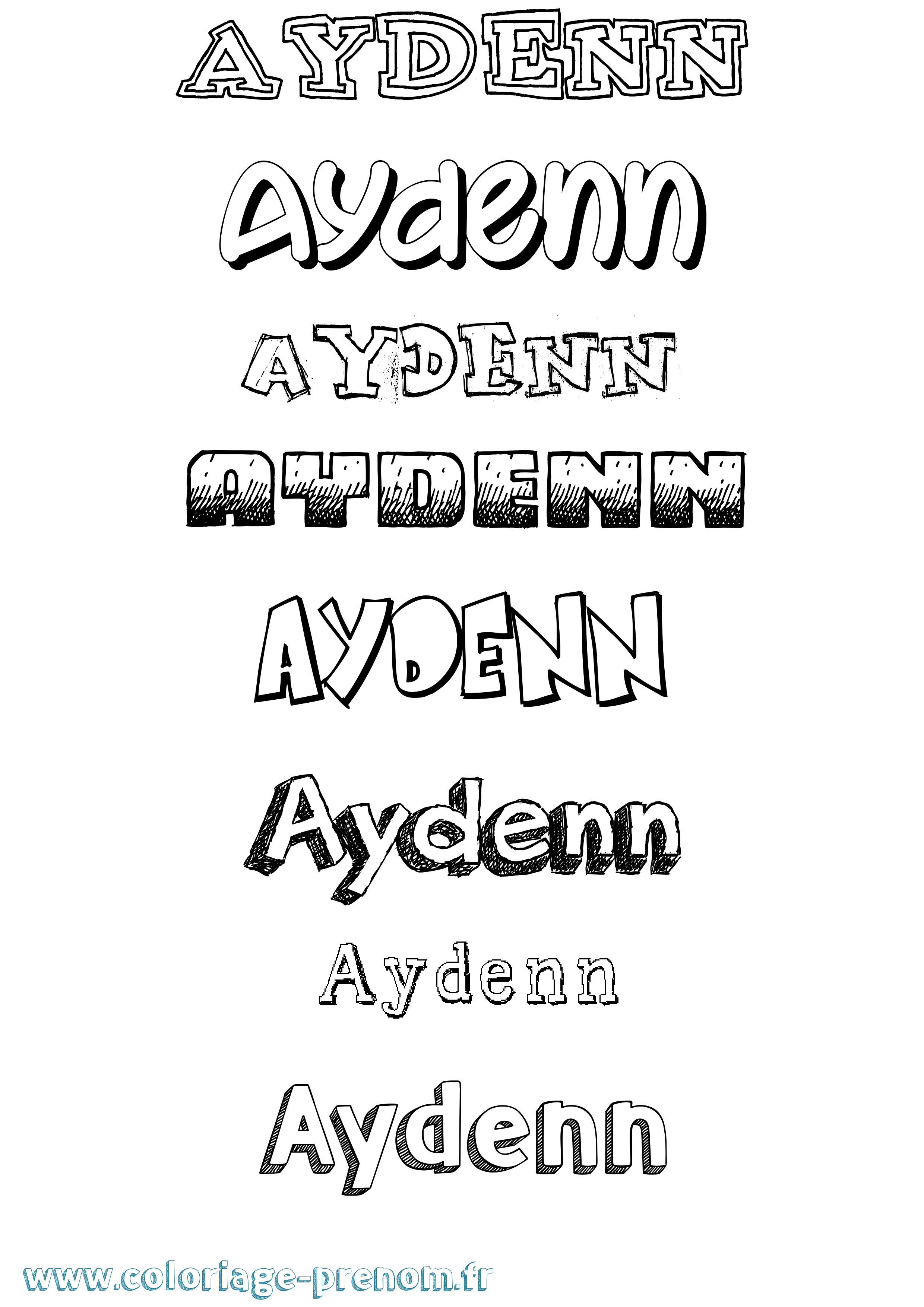 Coloriage Aydenn Dessiné Coloriage prénom Aydenn Dessiné