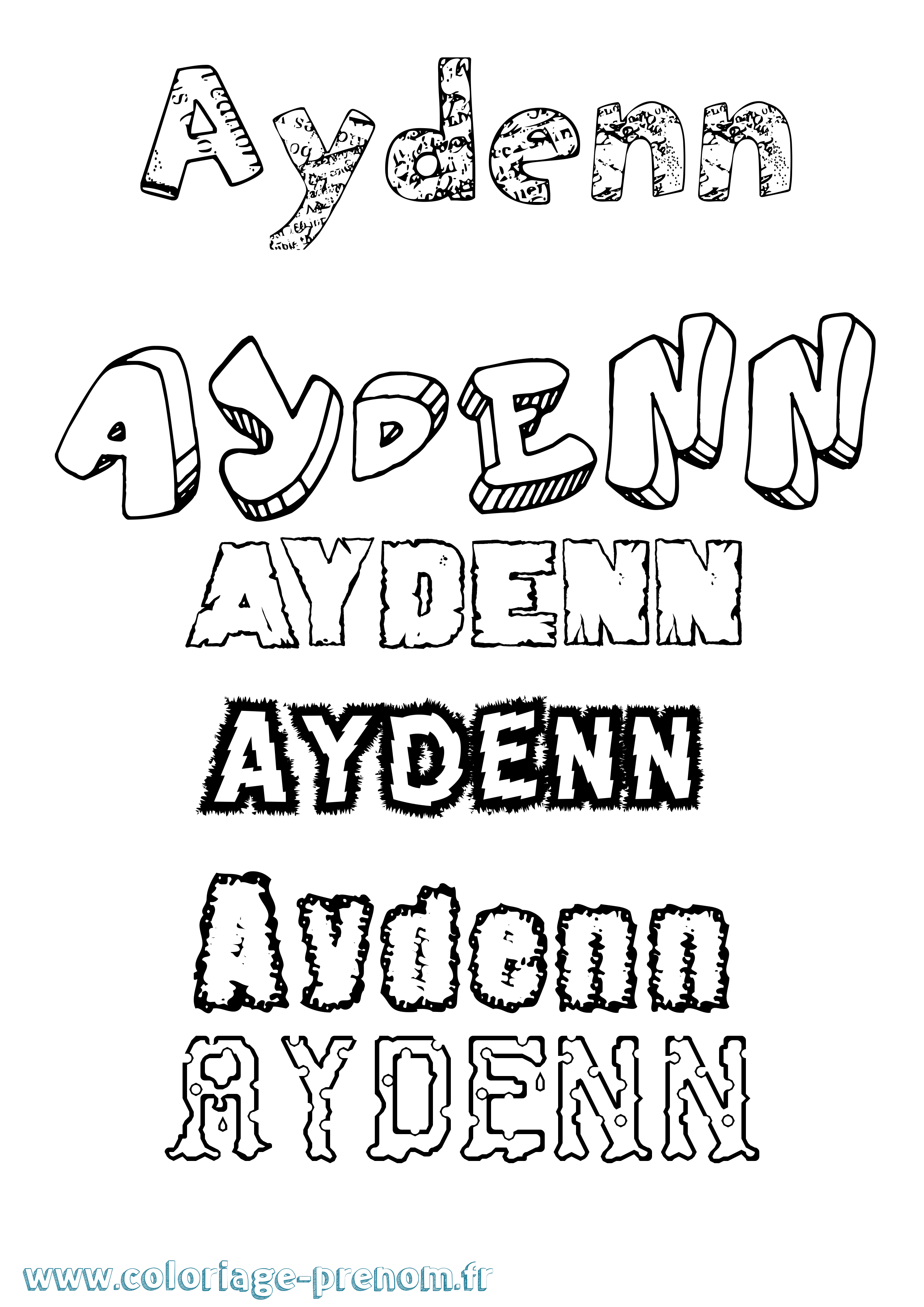 Coloriage Aydenn Destructuré Coloriage prénom Aydenn Destructuré