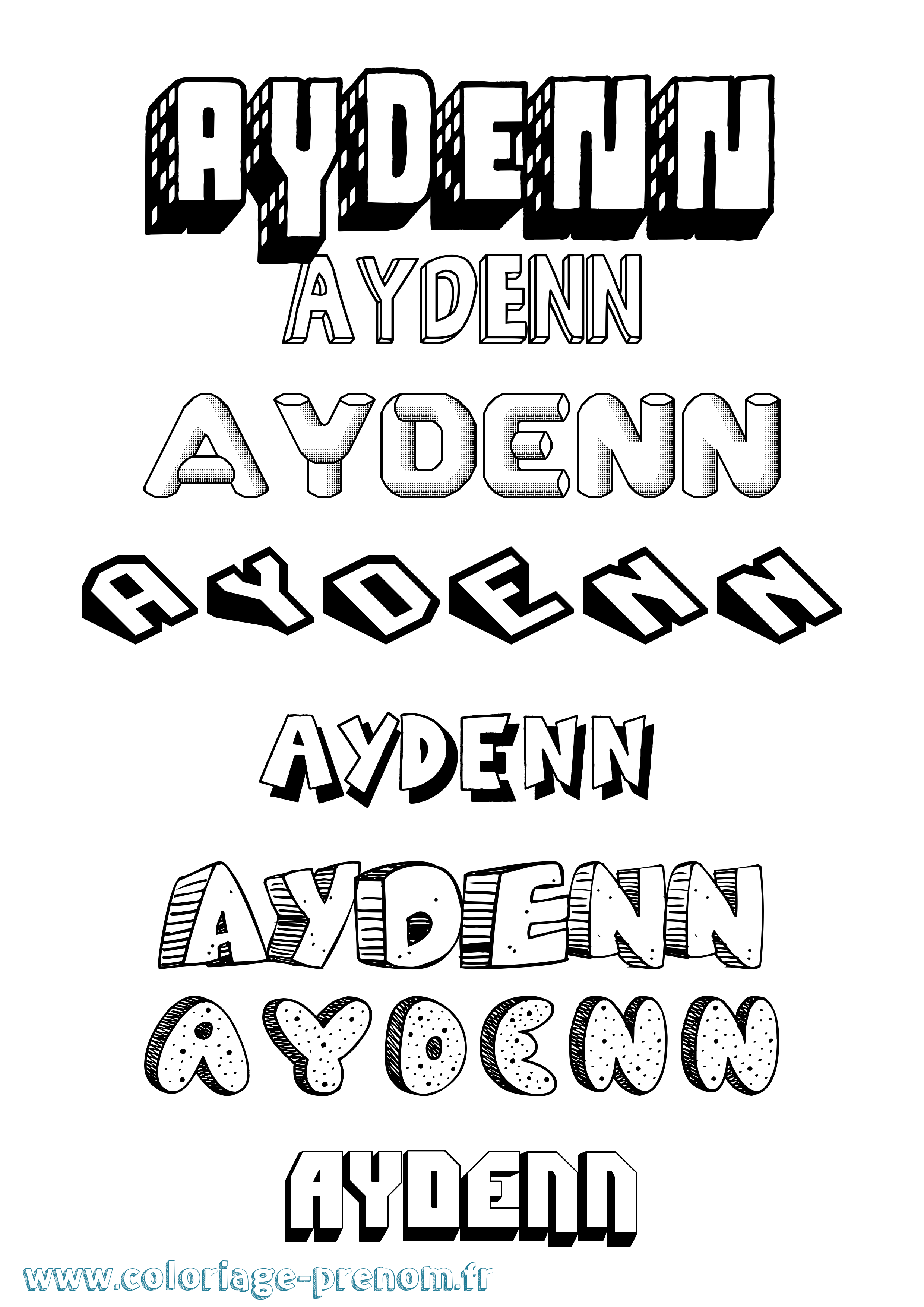 Coloriage Aydenn Effet 3D Coloriage prénom Aydenn Effet 3D
