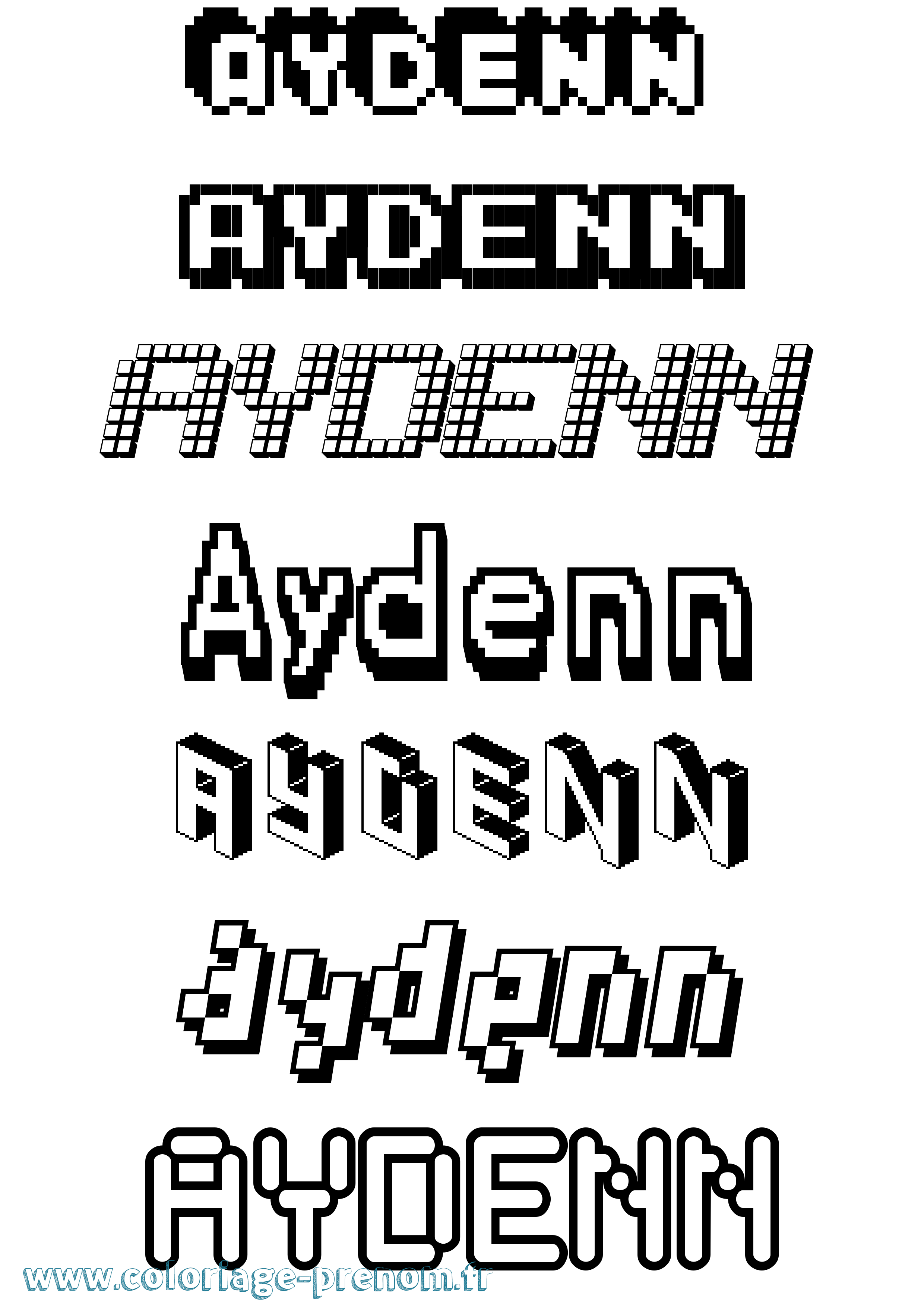 Coloriage Aydenn Pixel Coloriage prénom Aydenn Pixel