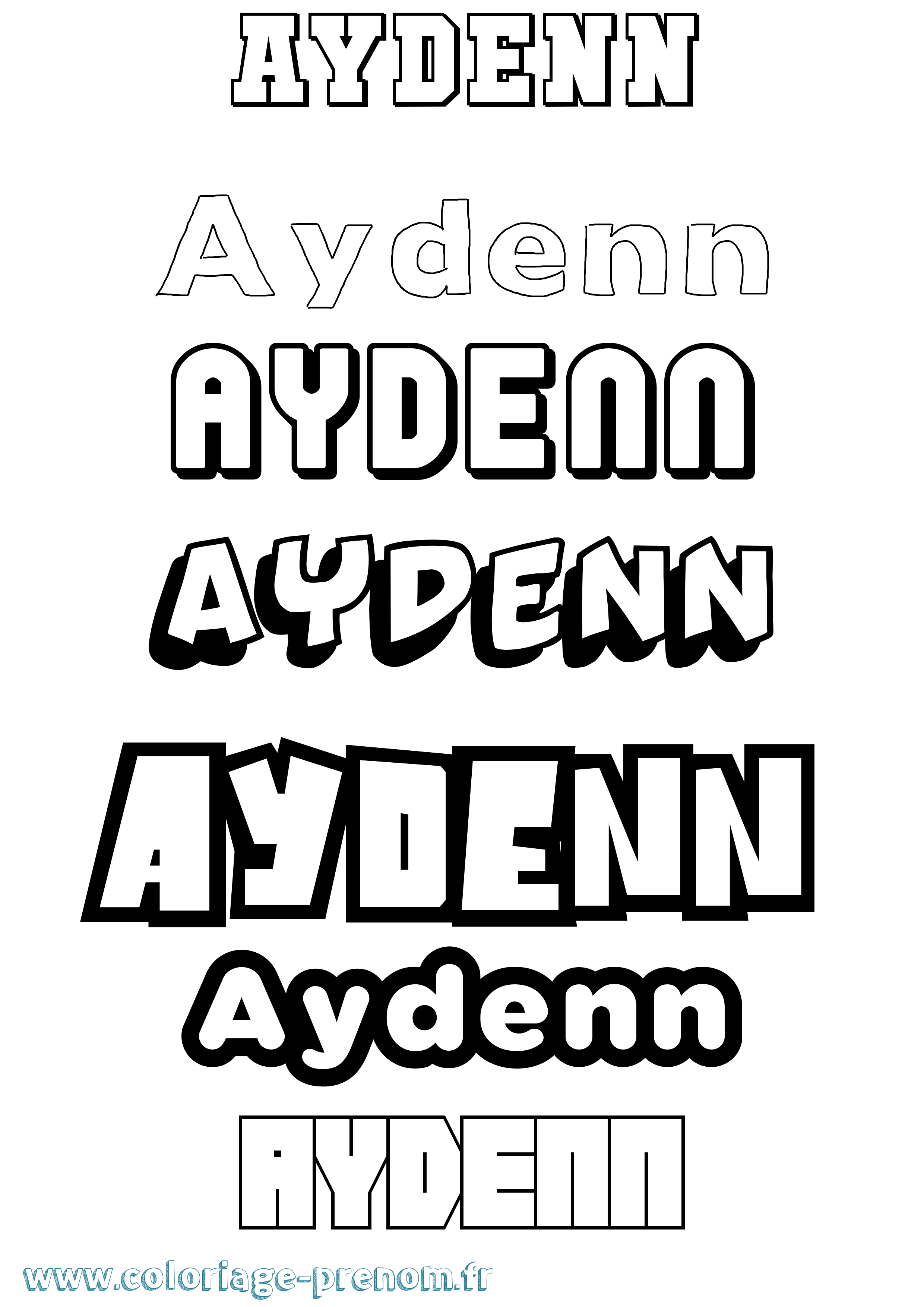 Coloriage Aydenn Simple Coloriage prénom Aydenn Simple