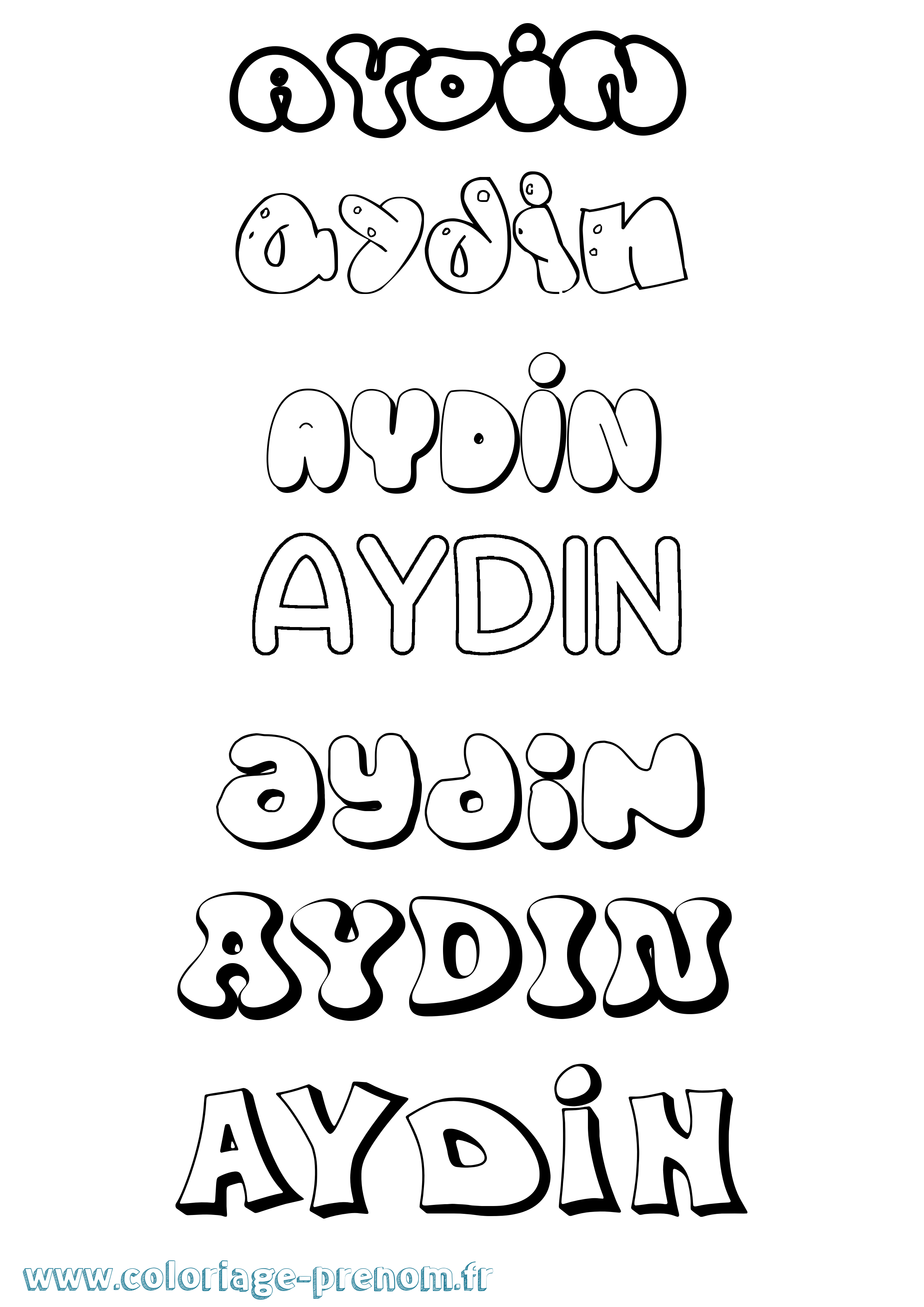 Coloriage Aydin Bubble Coloriage prénom Aydin Bubble