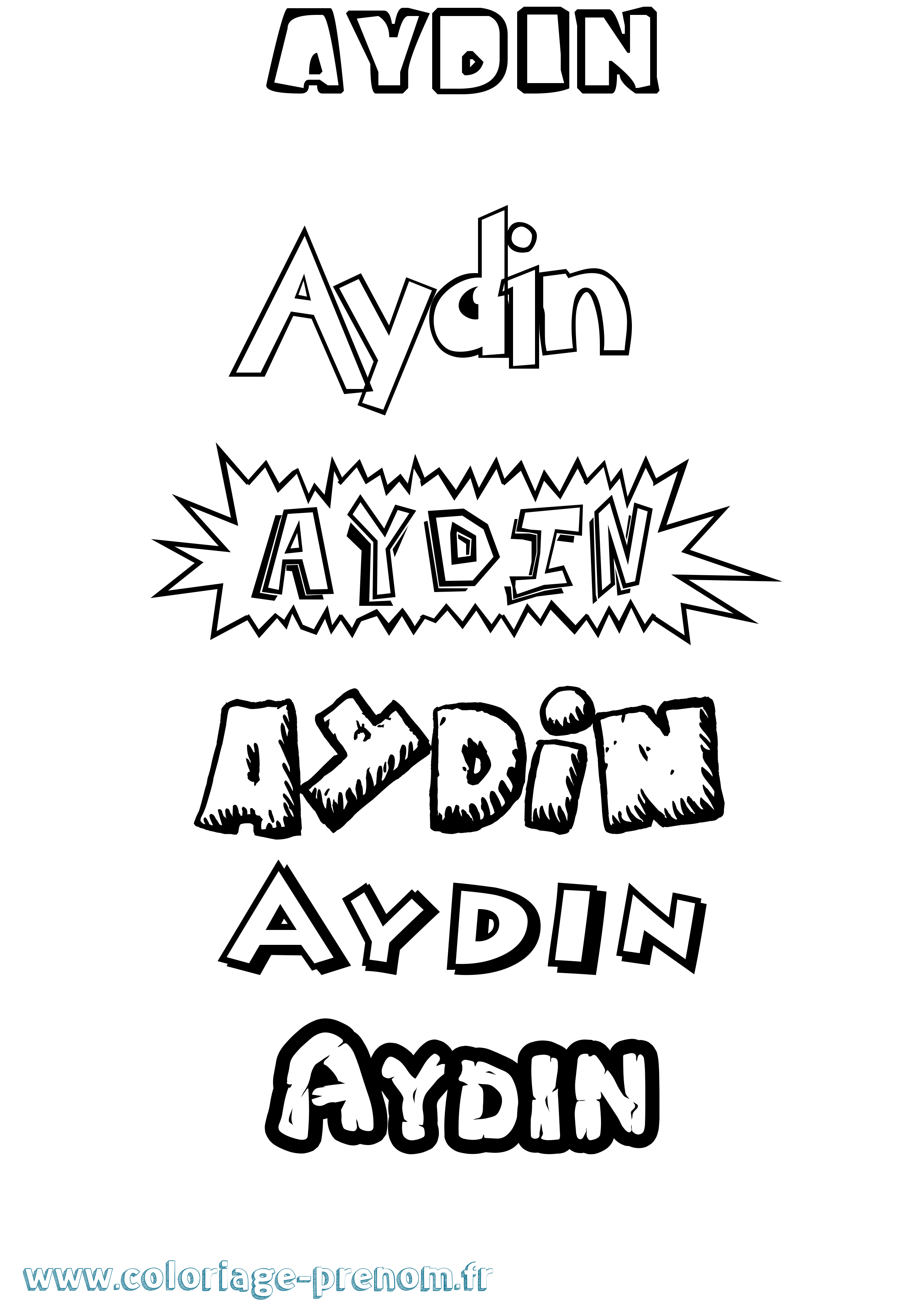 Coloriage Aydin Dessin Animé Coloriage prénom Aydin Dessin Animé