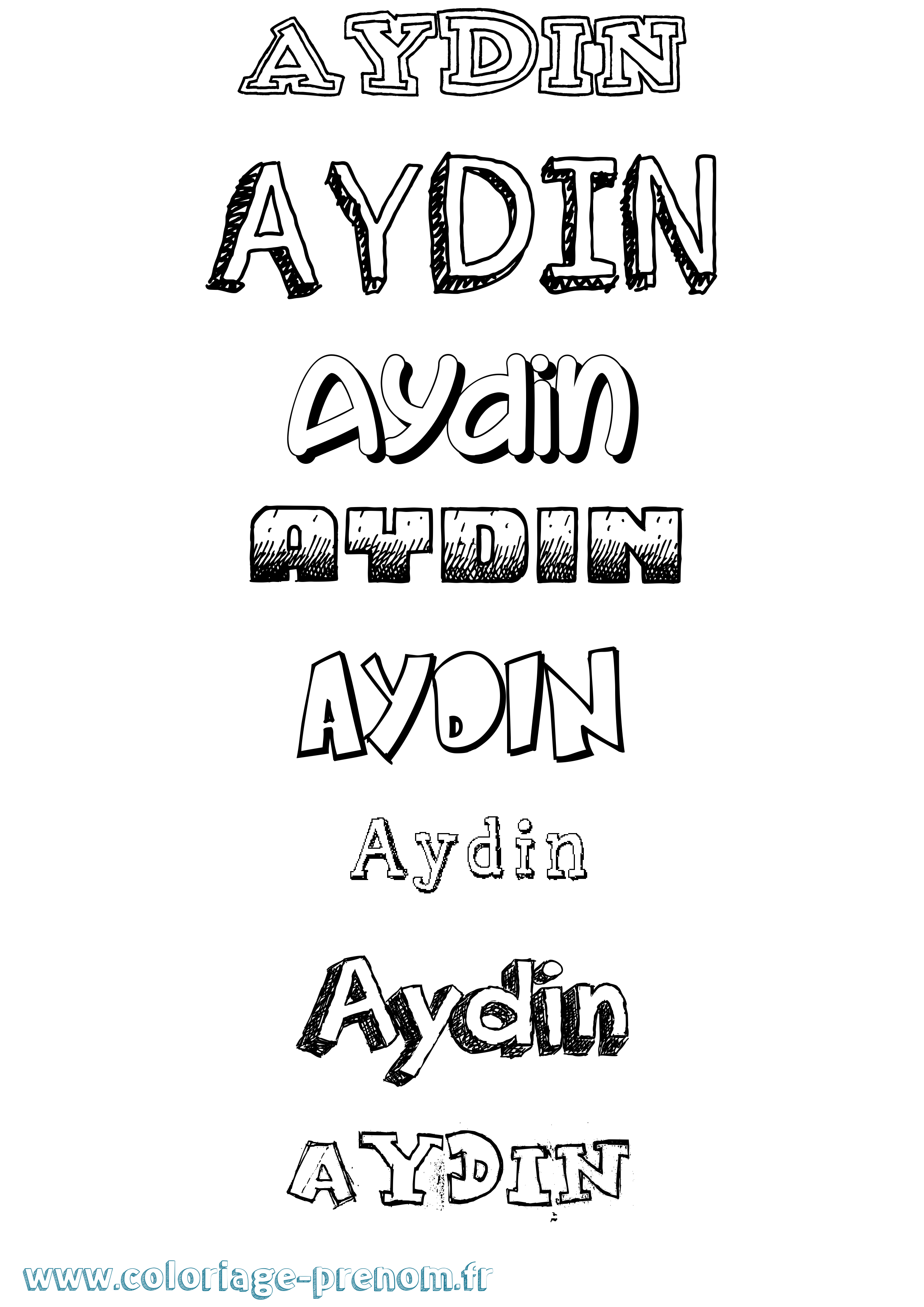 Coloriage Aydin Dessiné Coloriage prénom Aydin Dessiné