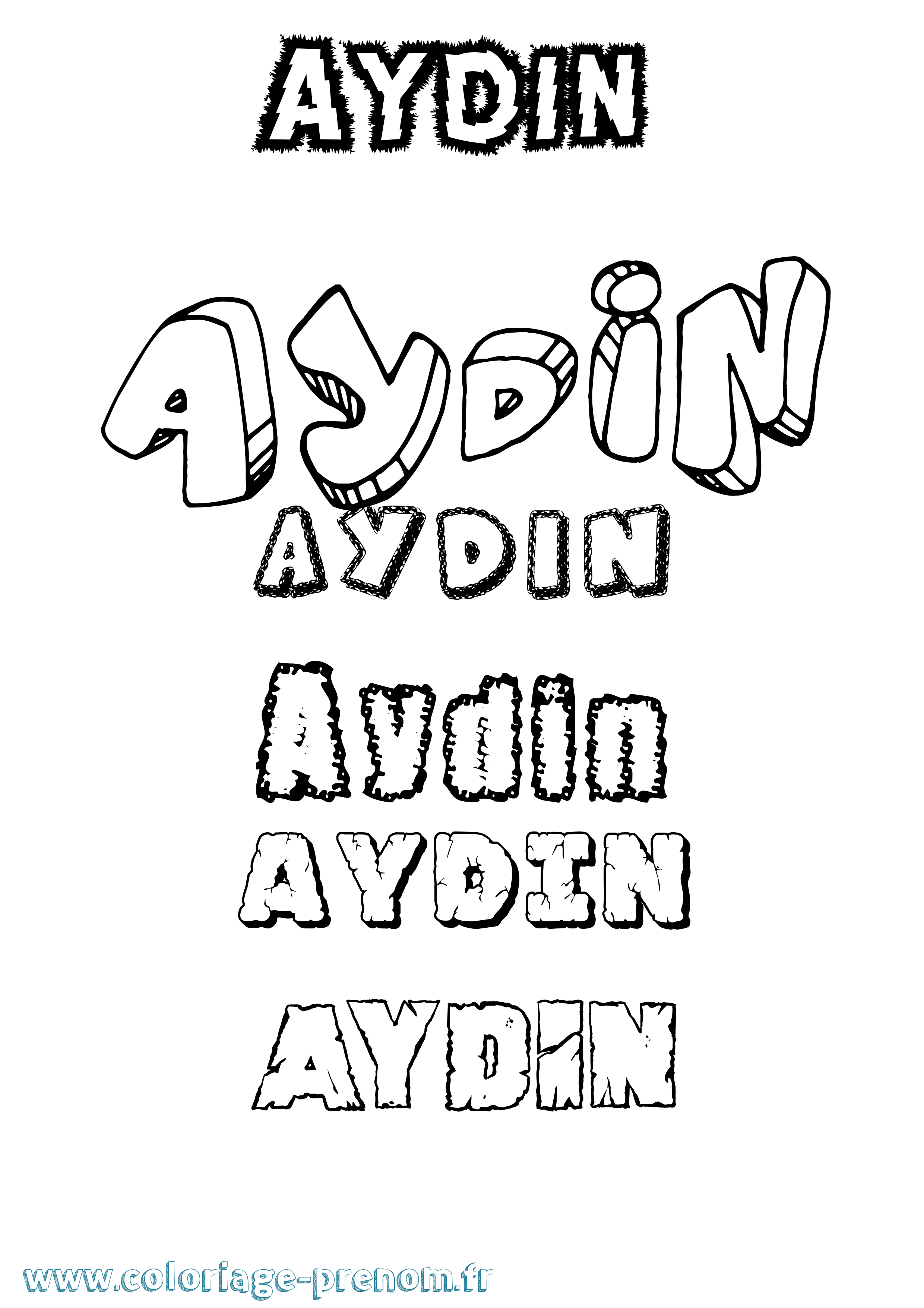 Coloriage Aydin Destructuré Coloriage prénom Aydin Destructuré