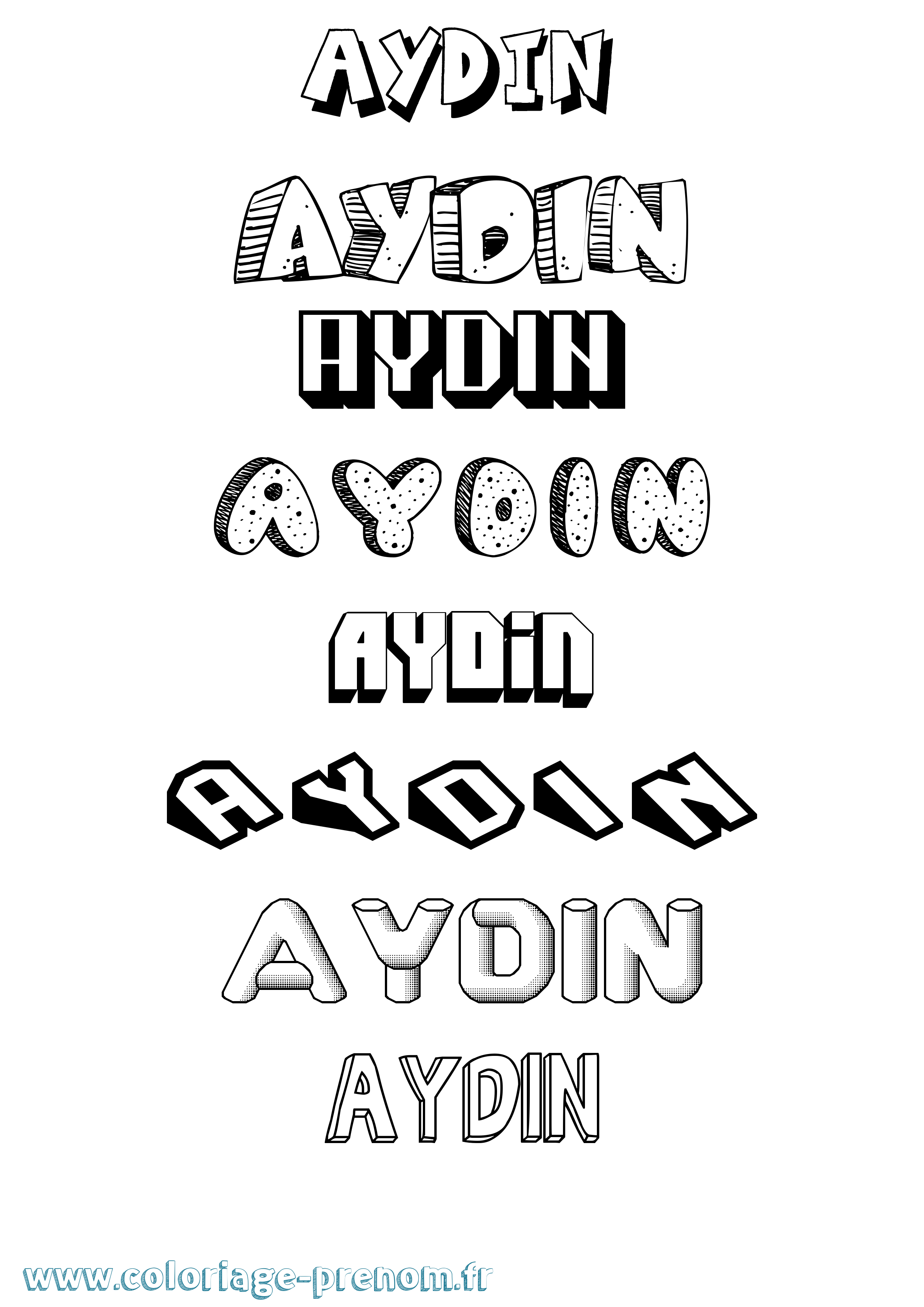 Coloriage Aydin Effet 3D Coloriage prénom Aydin Effet 3D