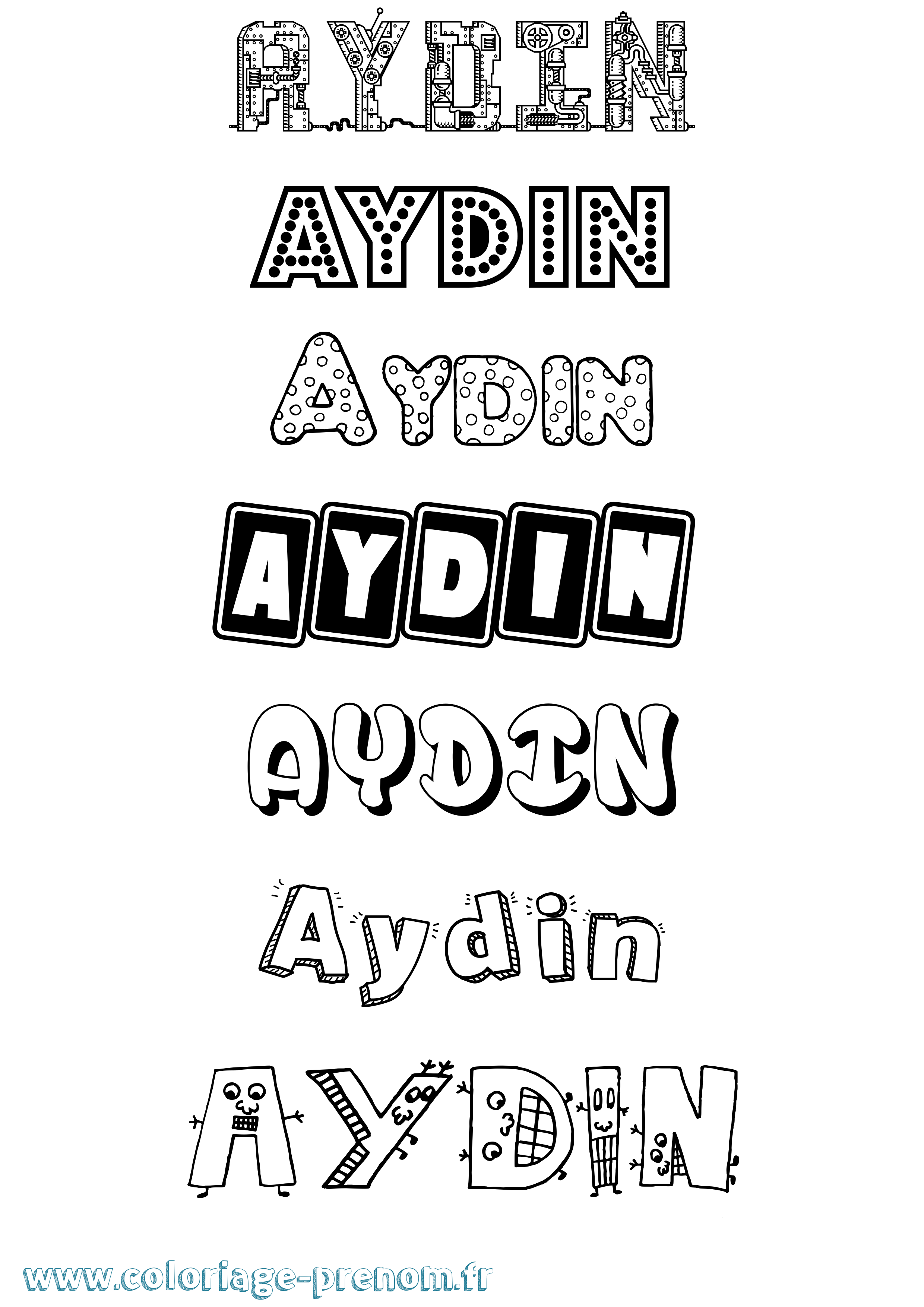 Coloriage Aydin Fun Coloriage prénom Aydin Fun