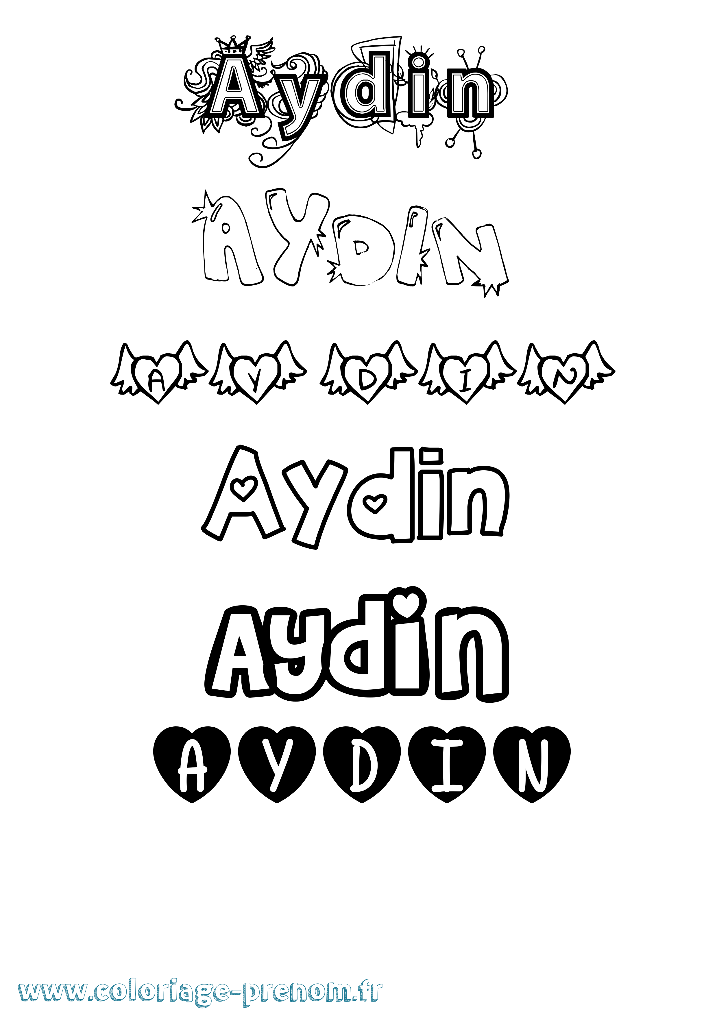 Coloriage Aydin Girly Coloriage prénom Aydin Girly