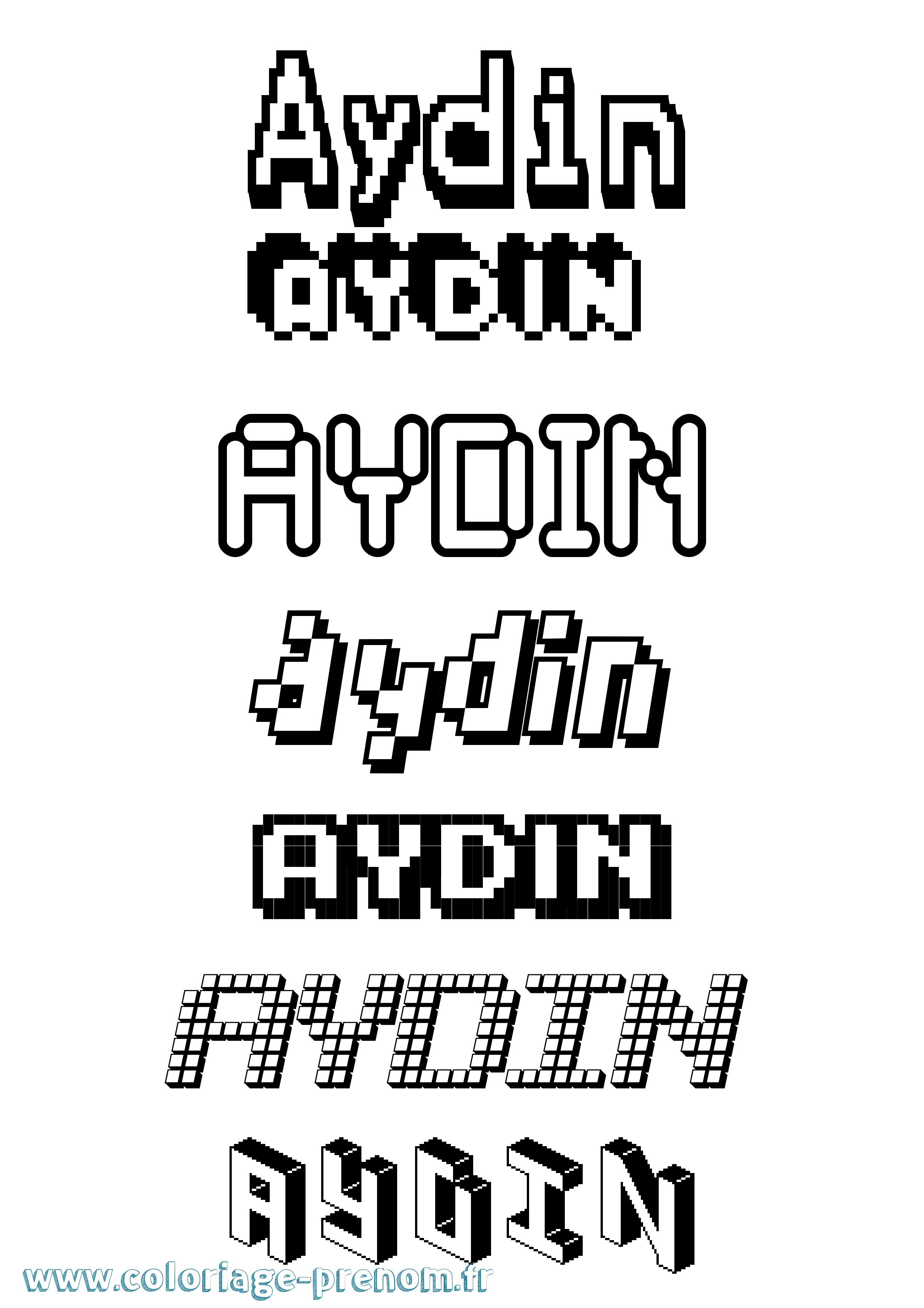 Coloriage Aydin Pixel Coloriage prénom Aydin Pixel