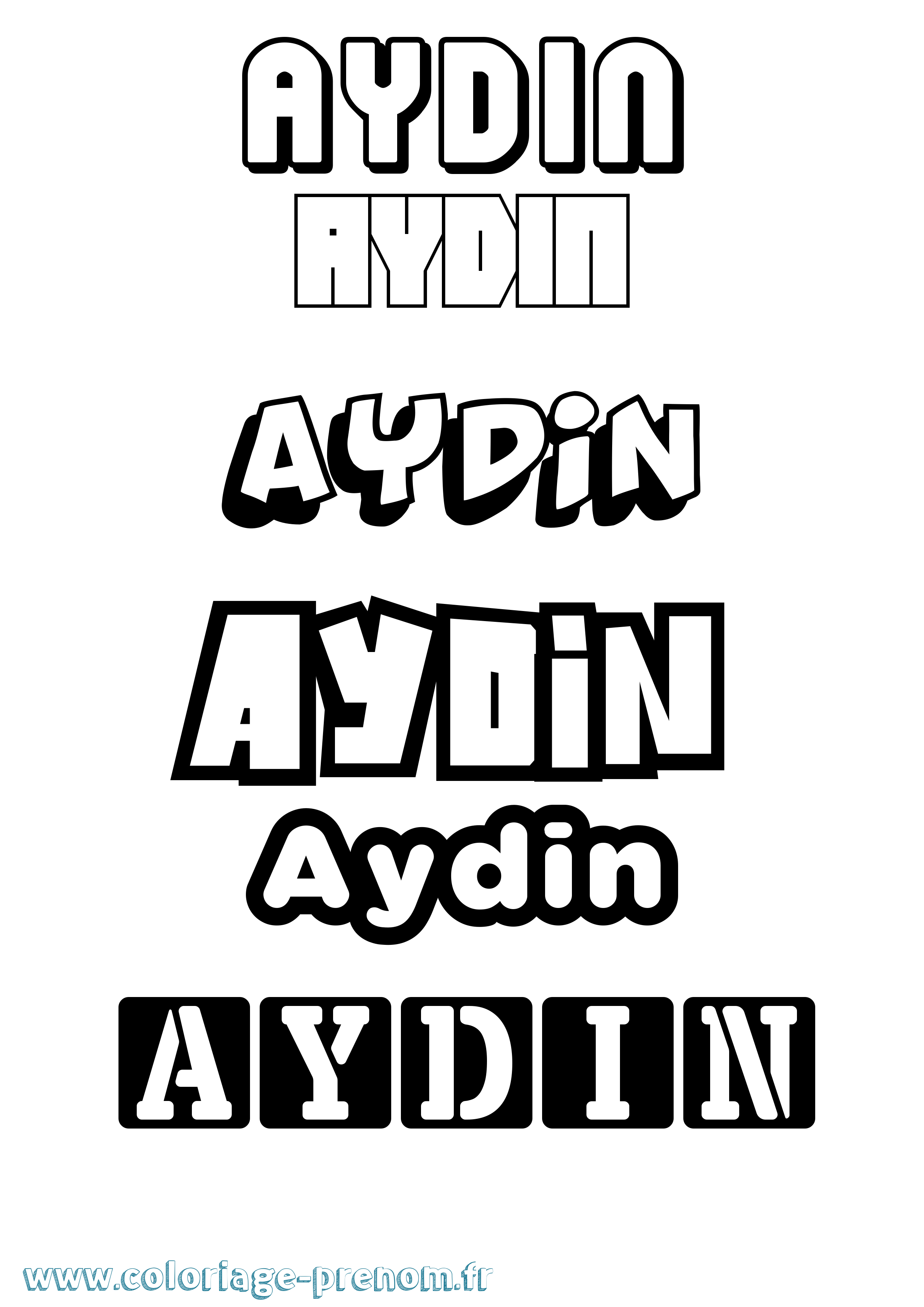 Coloriage Aydin Simple Coloriage prénom Aydin Simple