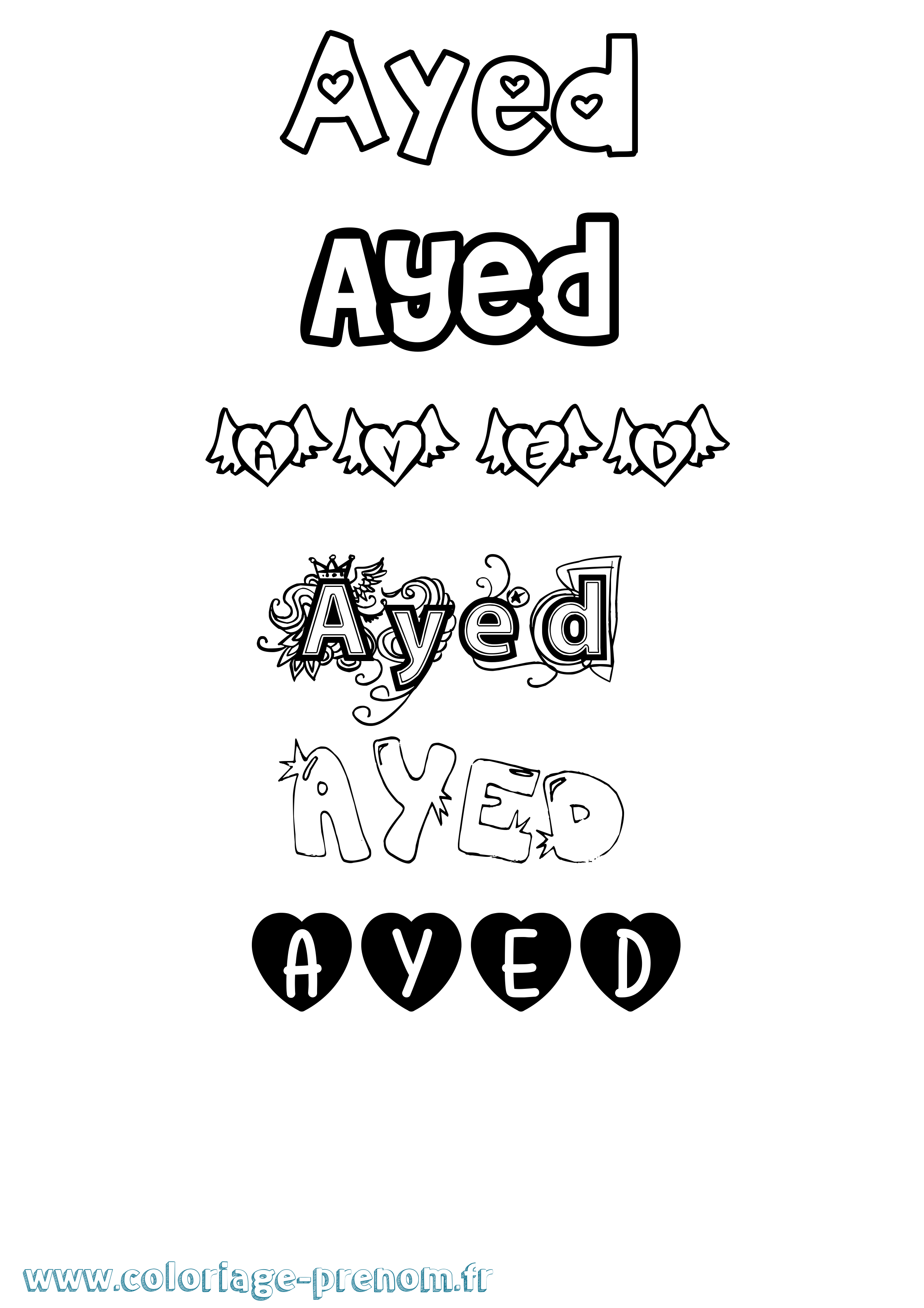 Coloriage prénom Ayed Girly