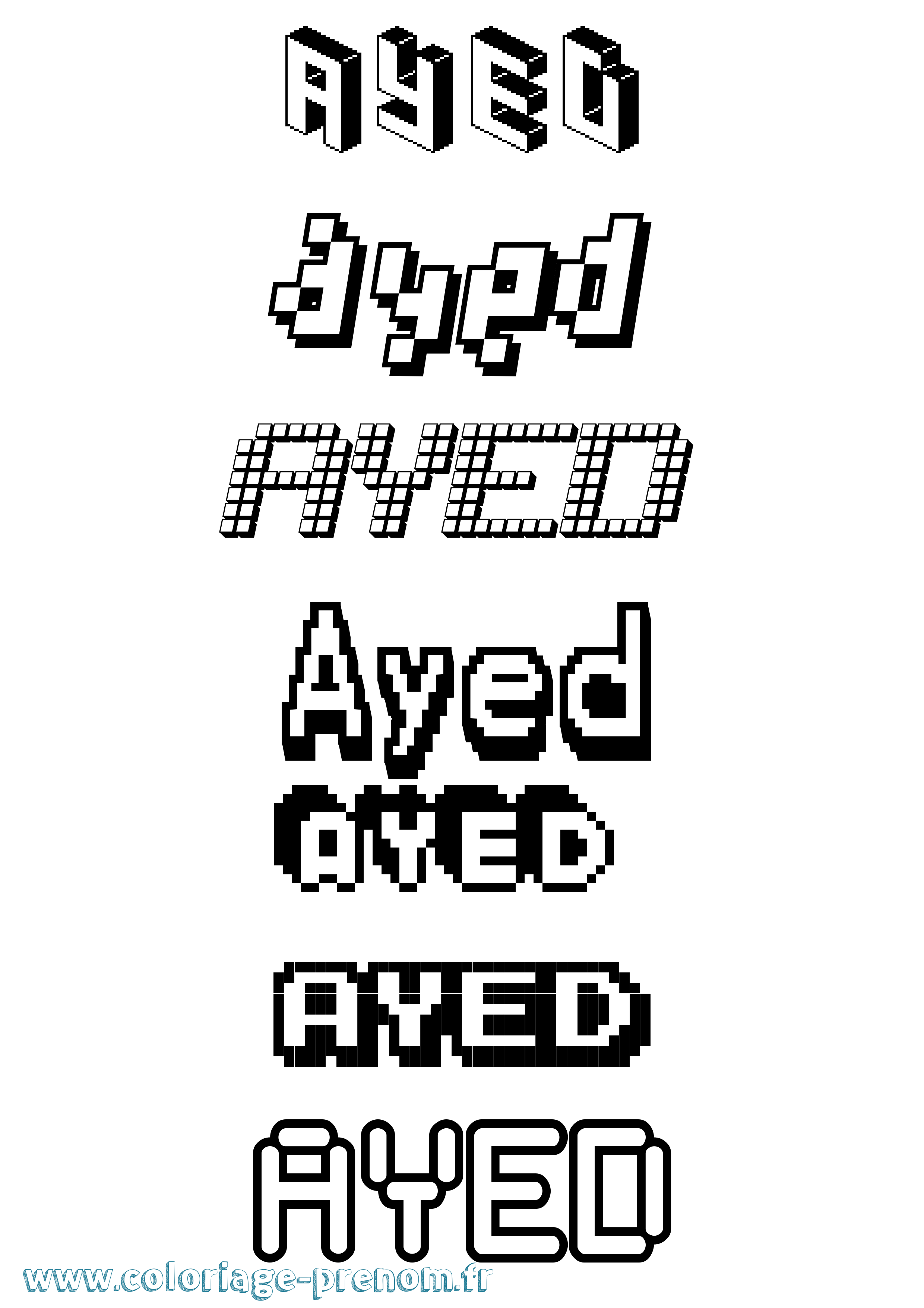 Coloriage prénom Ayed Pixel