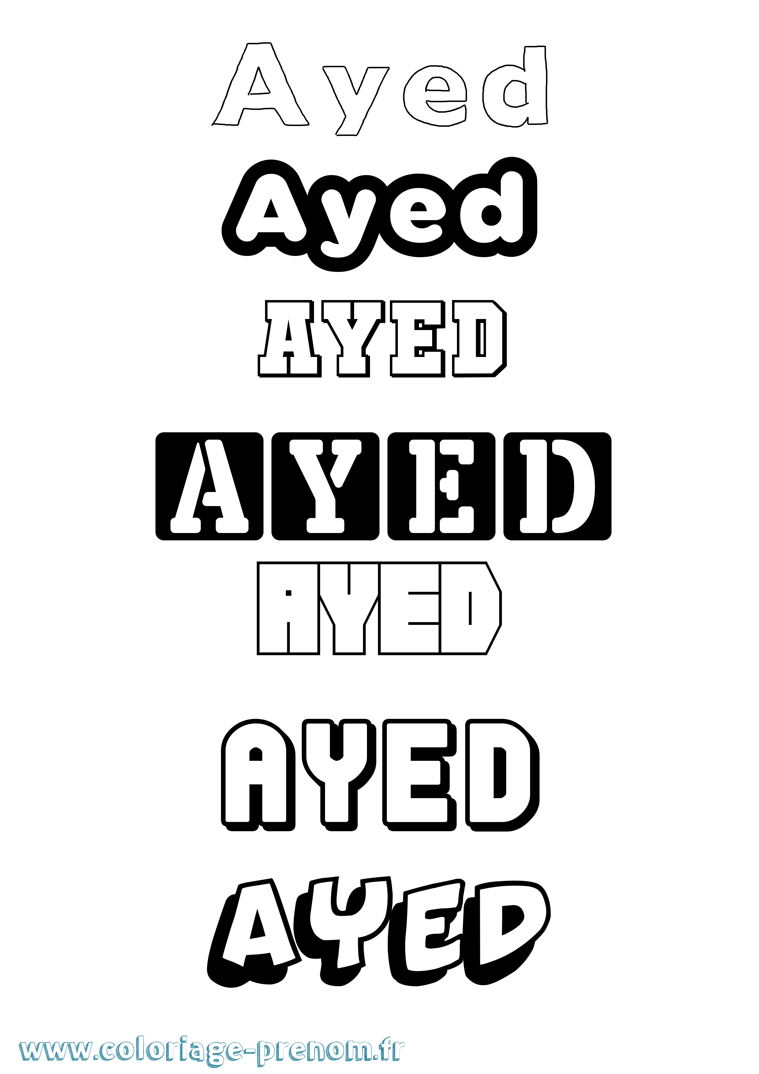 Coloriage prénom Ayed Simple