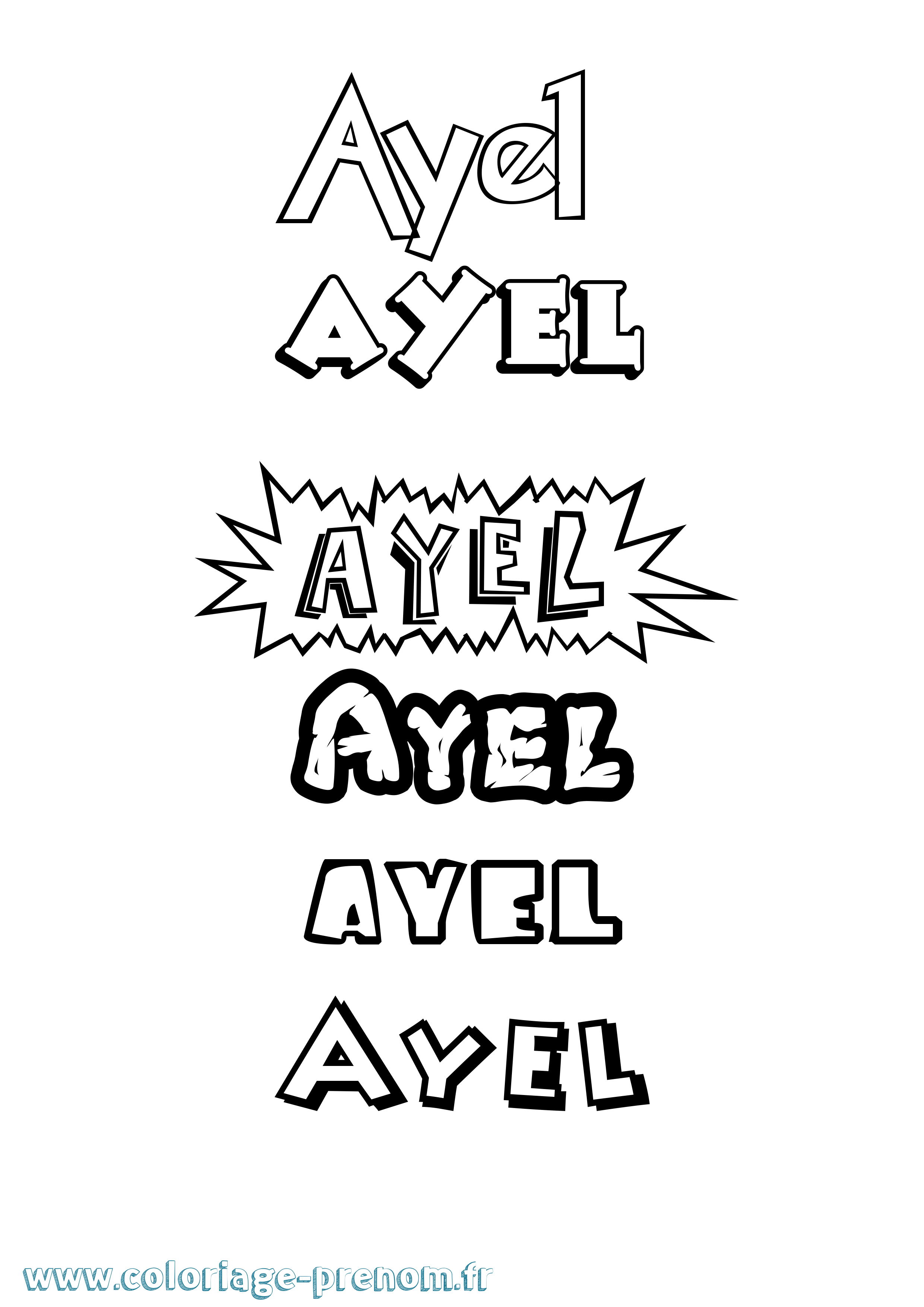 Coloriage prénom Ayel Dessin Animé