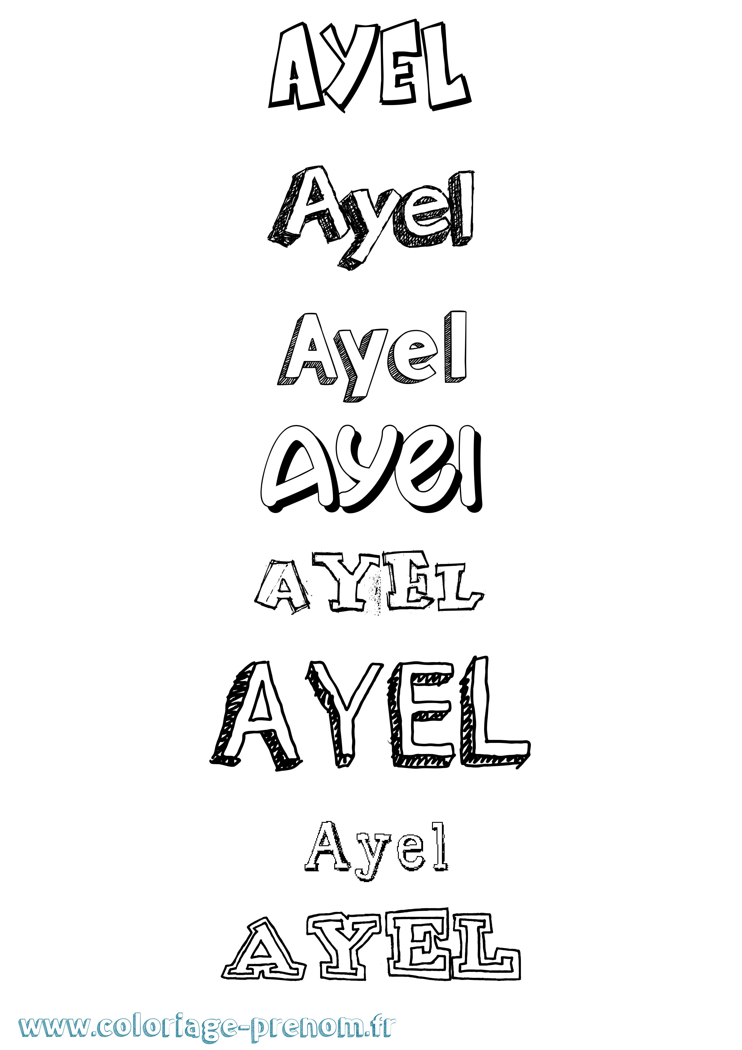 Coloriage prénom Ayel Dessiné
