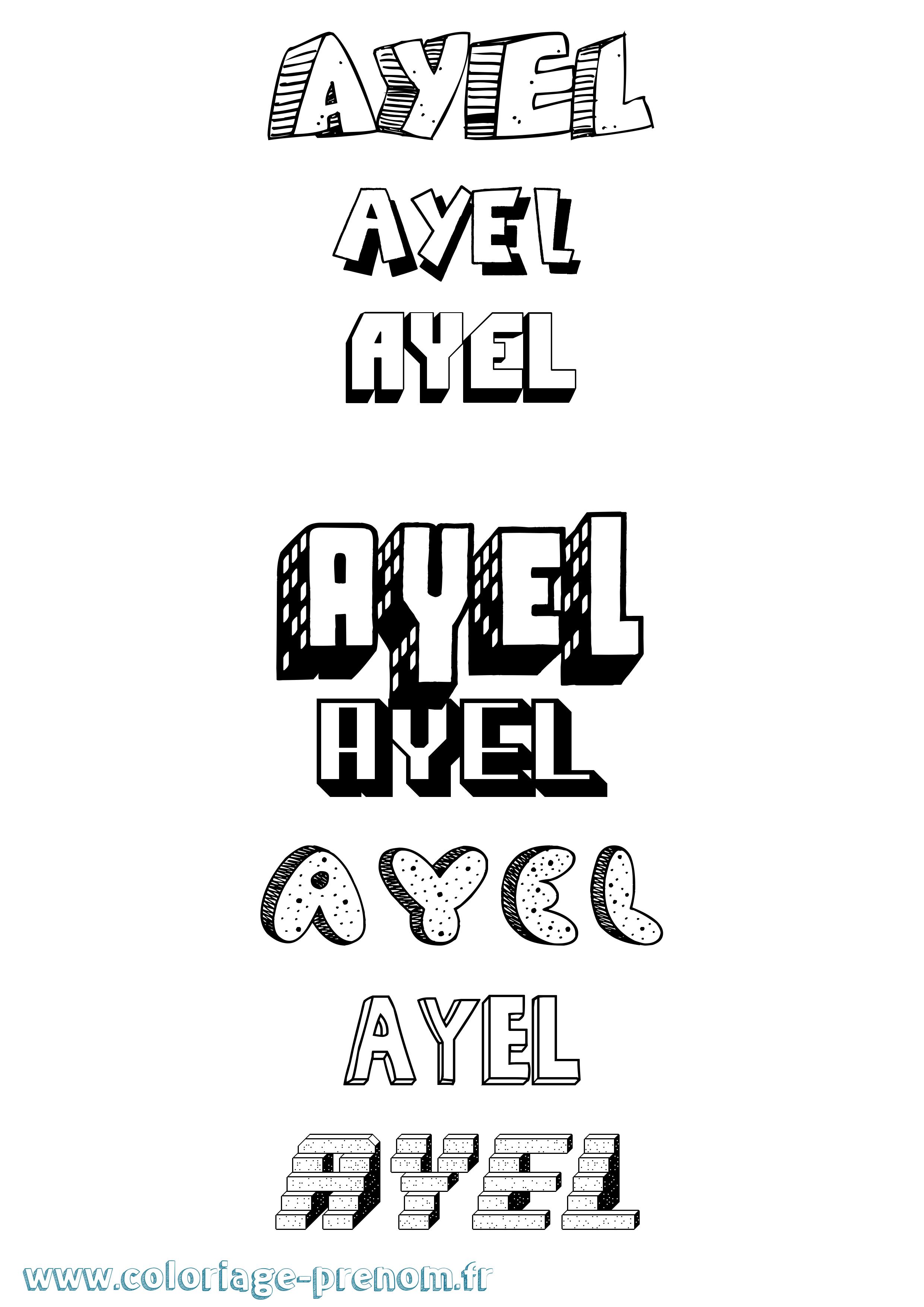 Coloriage prénom Ayel Effet 3D