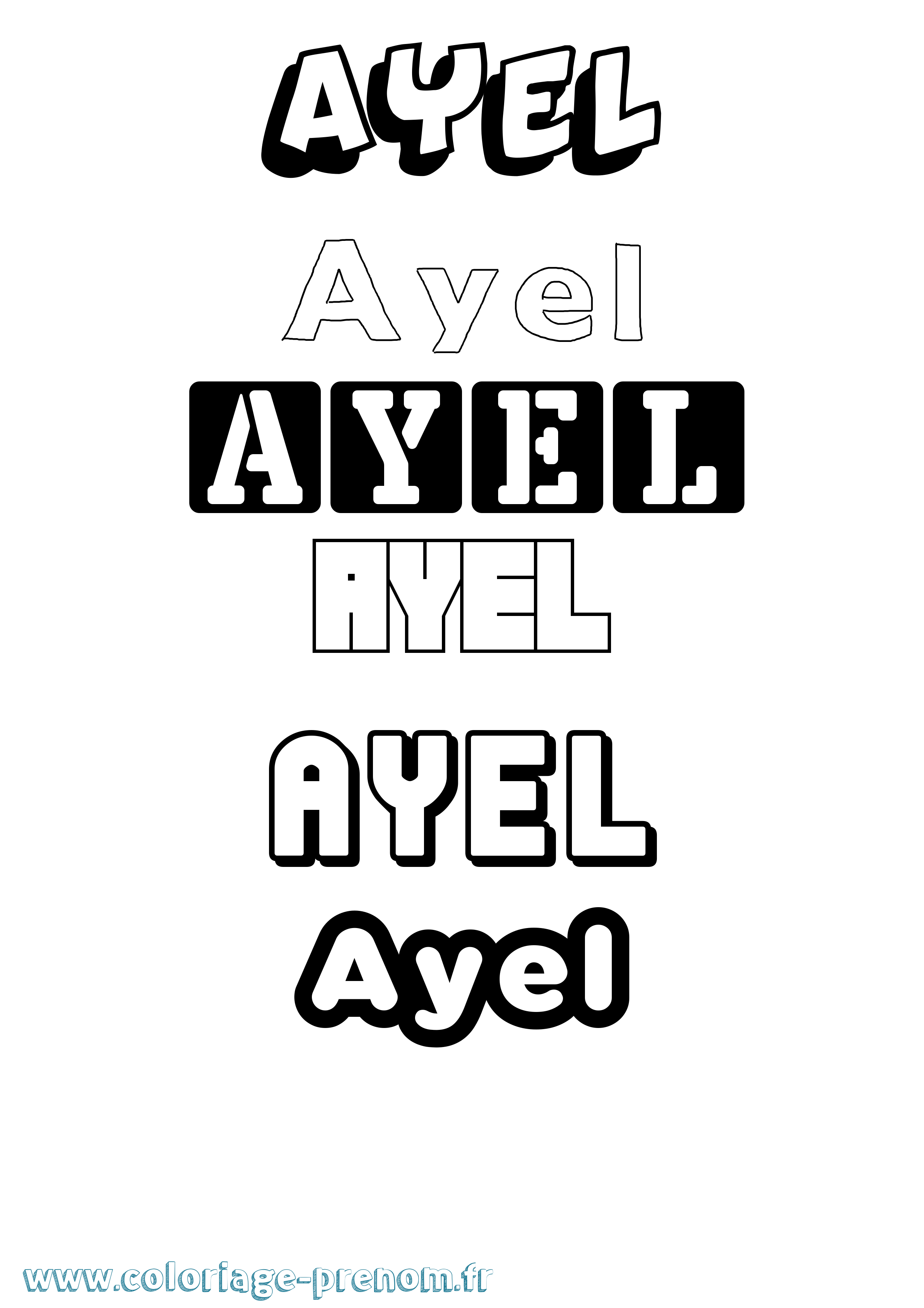 Coloriage prénom Ayel Simple